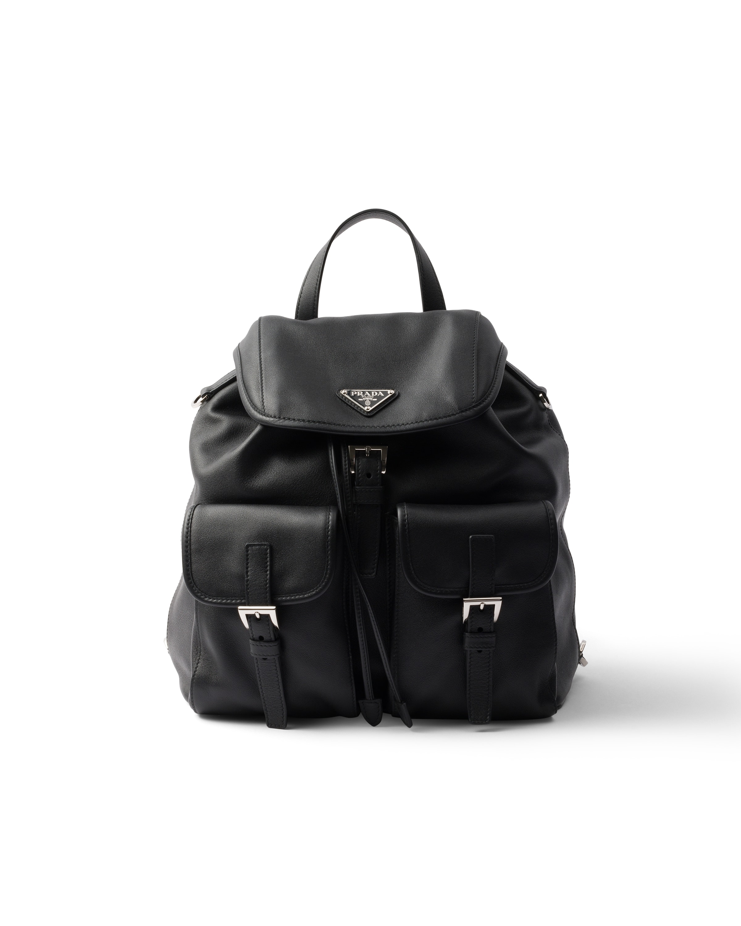 Prada Medium Leather Backpack, Woman, Black