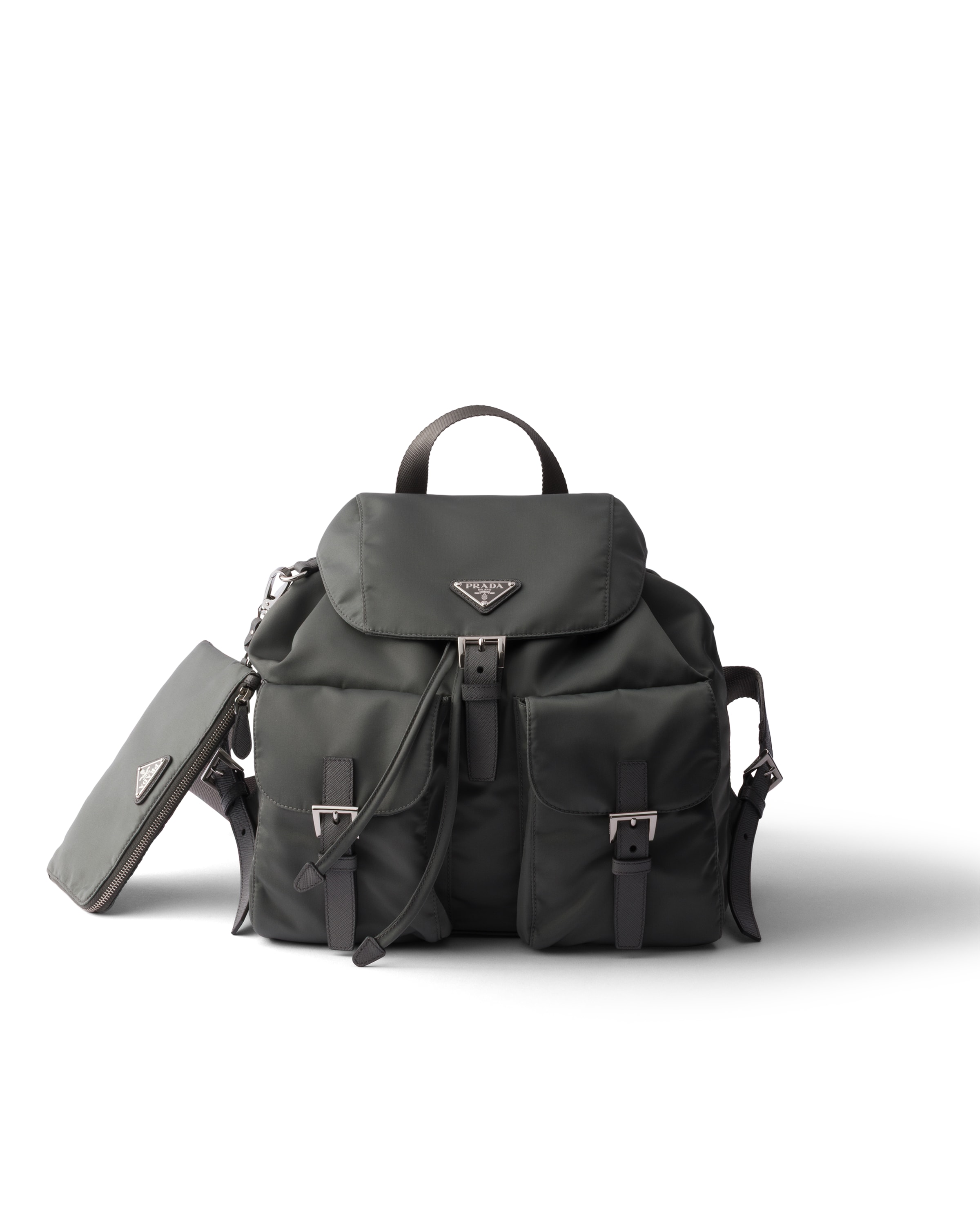 Prada Womens Grey Re-nylon Medium Woven Backpack In Gray