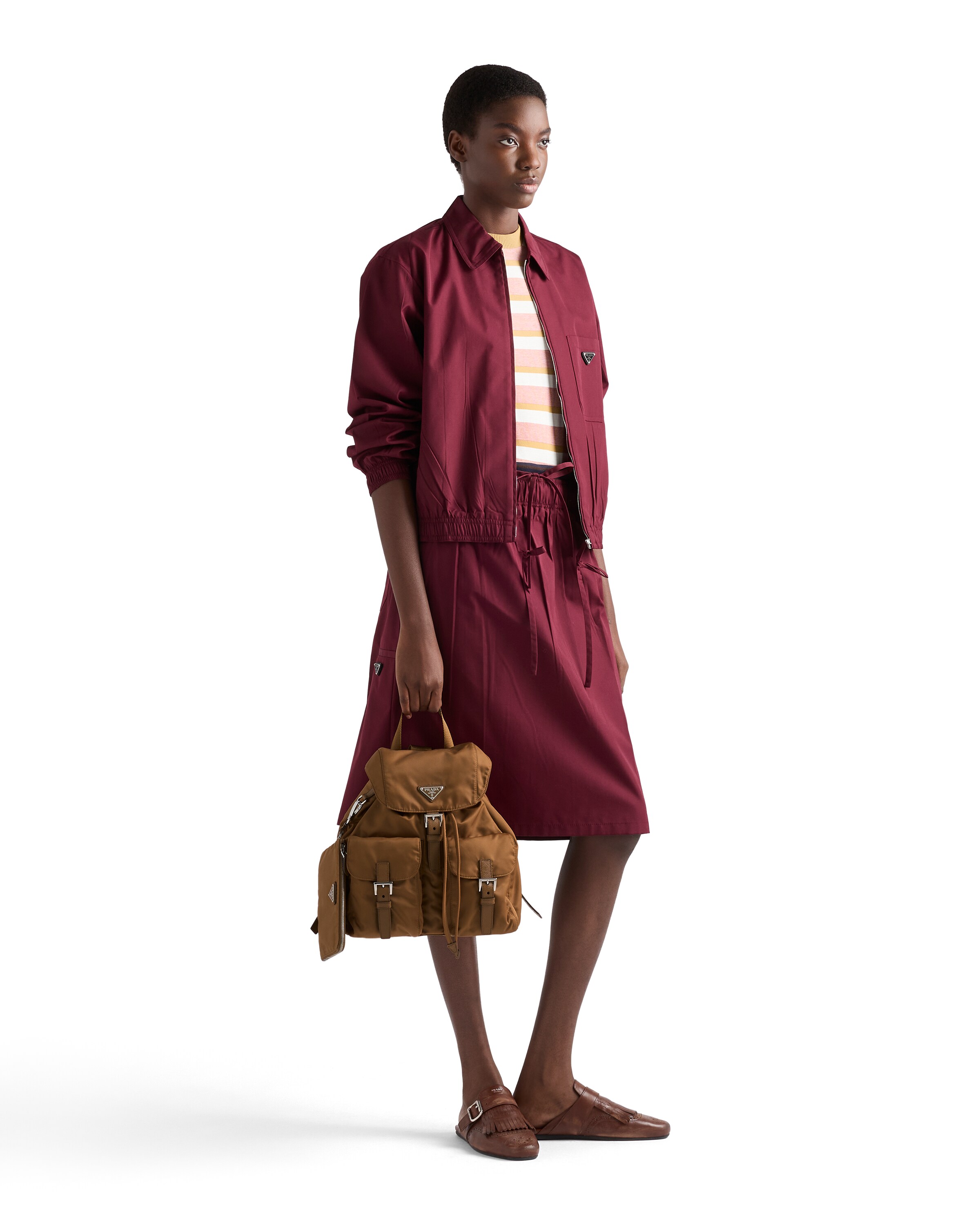 Prada Medium Re-nylon Backpack With Pouch In Brown
