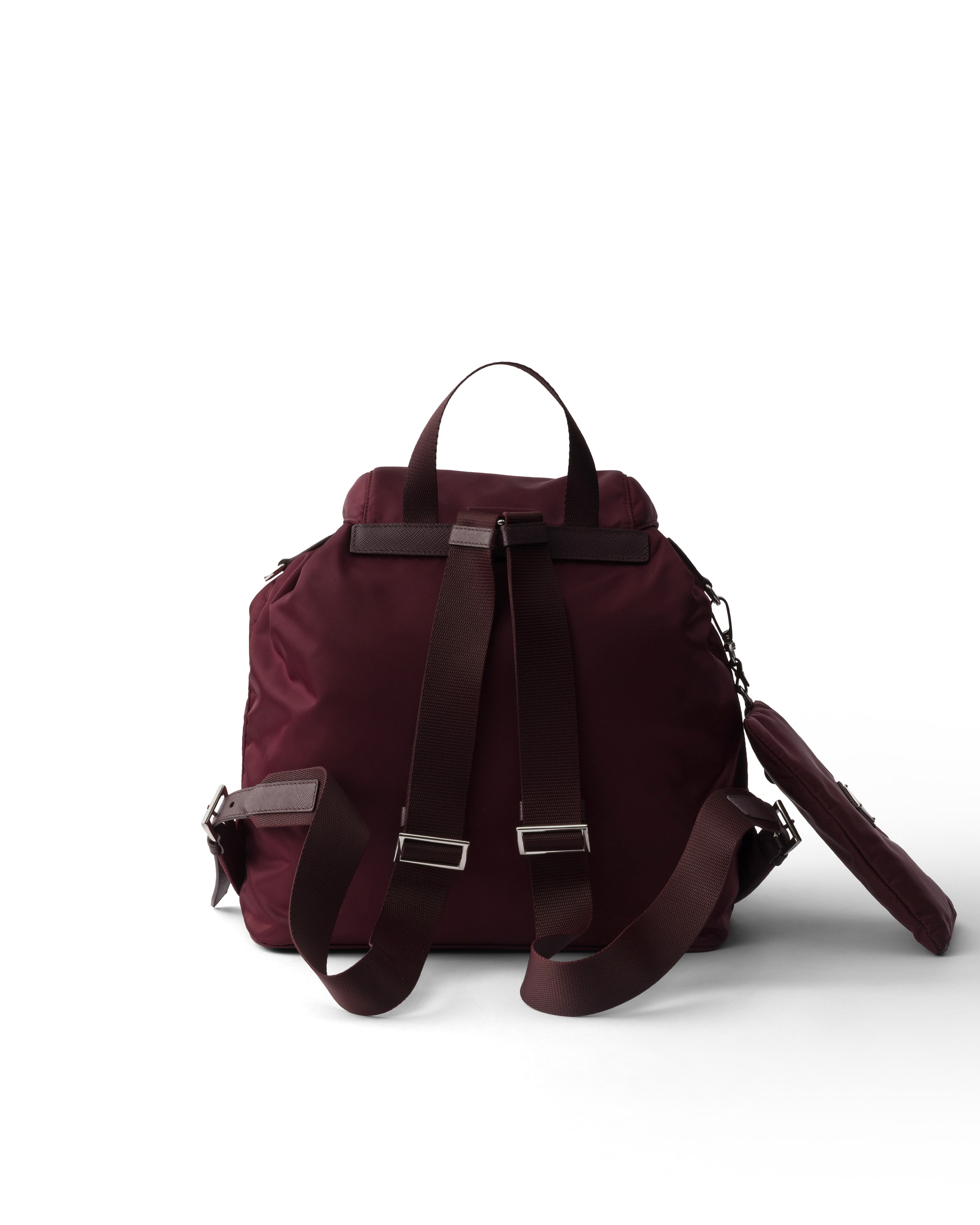 Prada Medium Re-nylon Backpack With Pouch In Burgundy