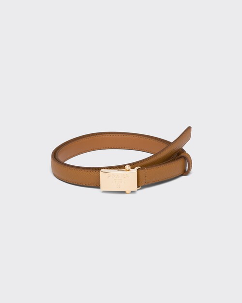 Caramel Saffiano Leather Belt | Prada