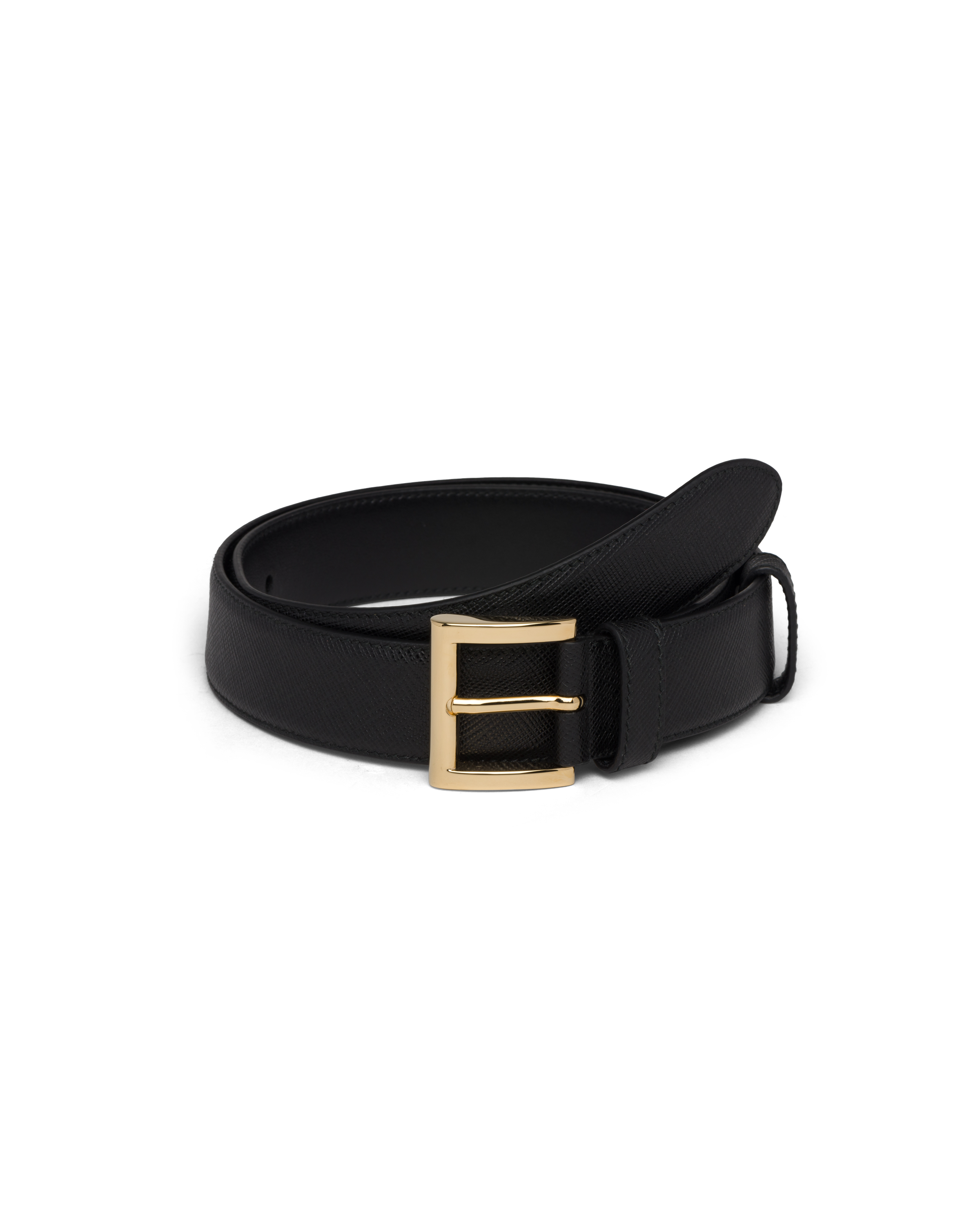 Prada Logo Plaque Leather Belt In Black