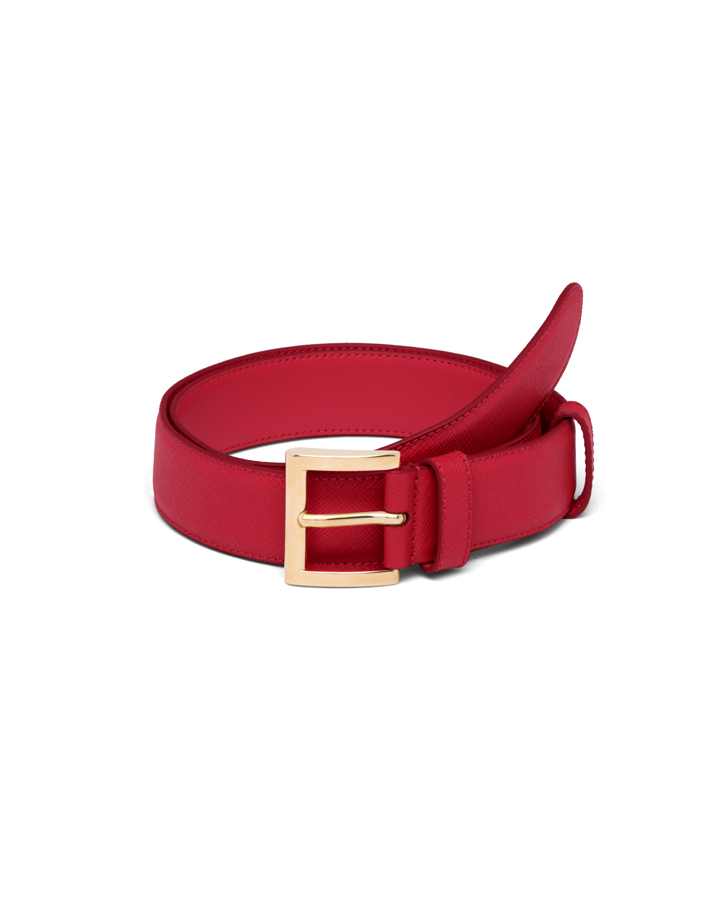 Shop Prada Saffiano Leather Belt In Fiery Red