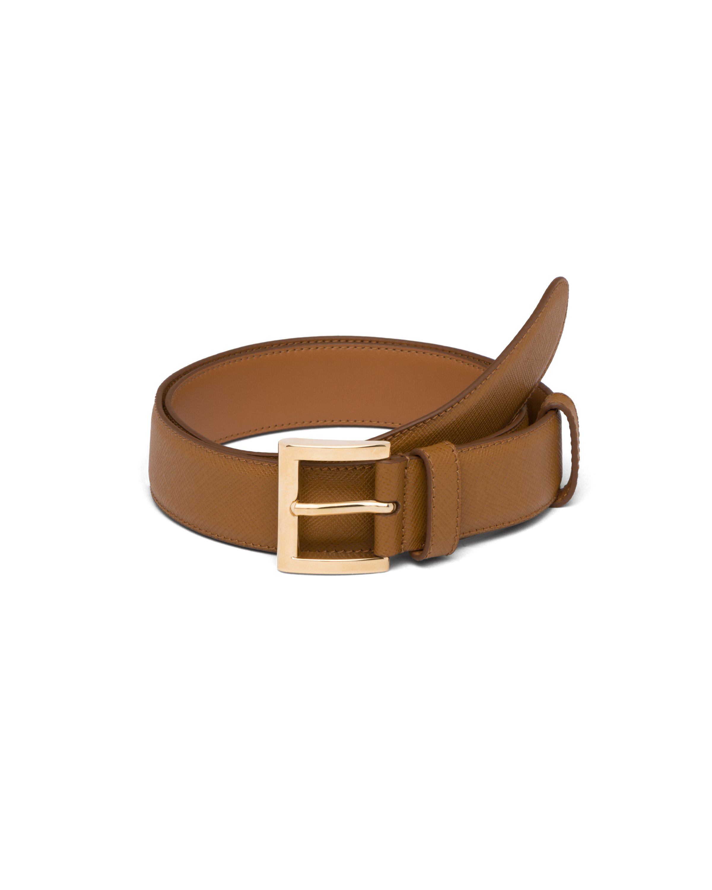Prada Classic Slim Belt In Caramel