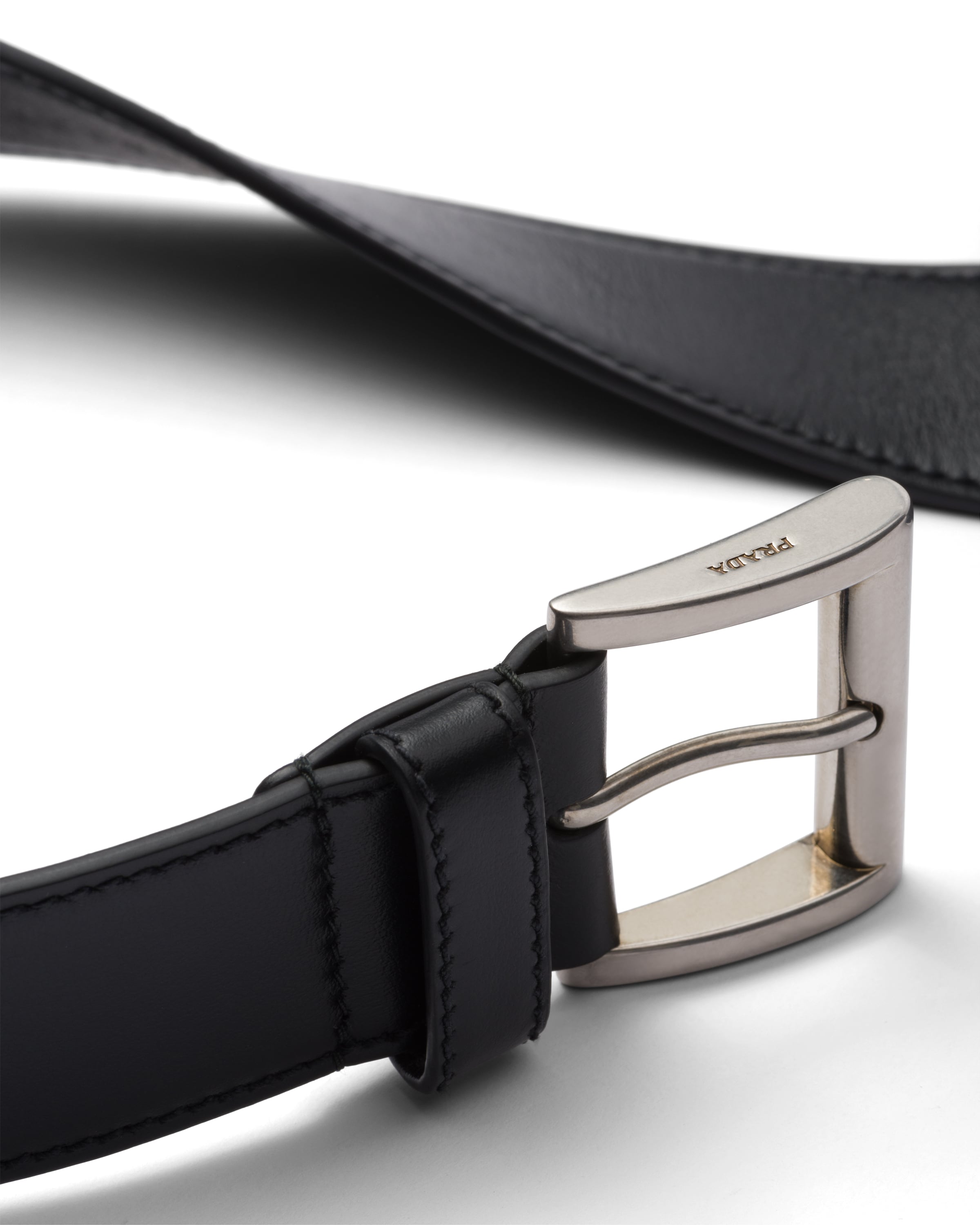 Prada Womens Black Logo-engraved Smooth Leather Belt In Black