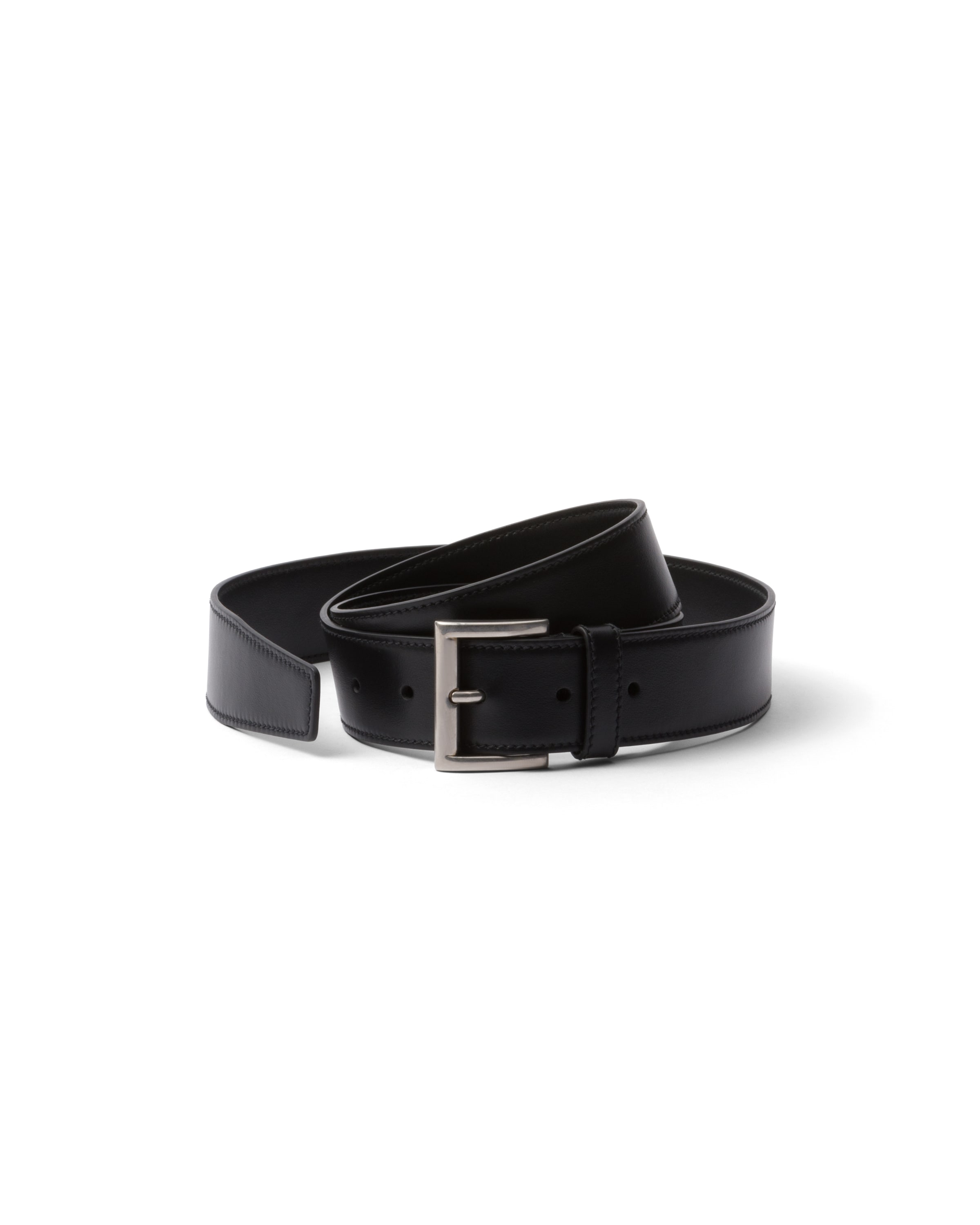 Prada Womens Black Logo-engraved Smooth Leather Belt In Black