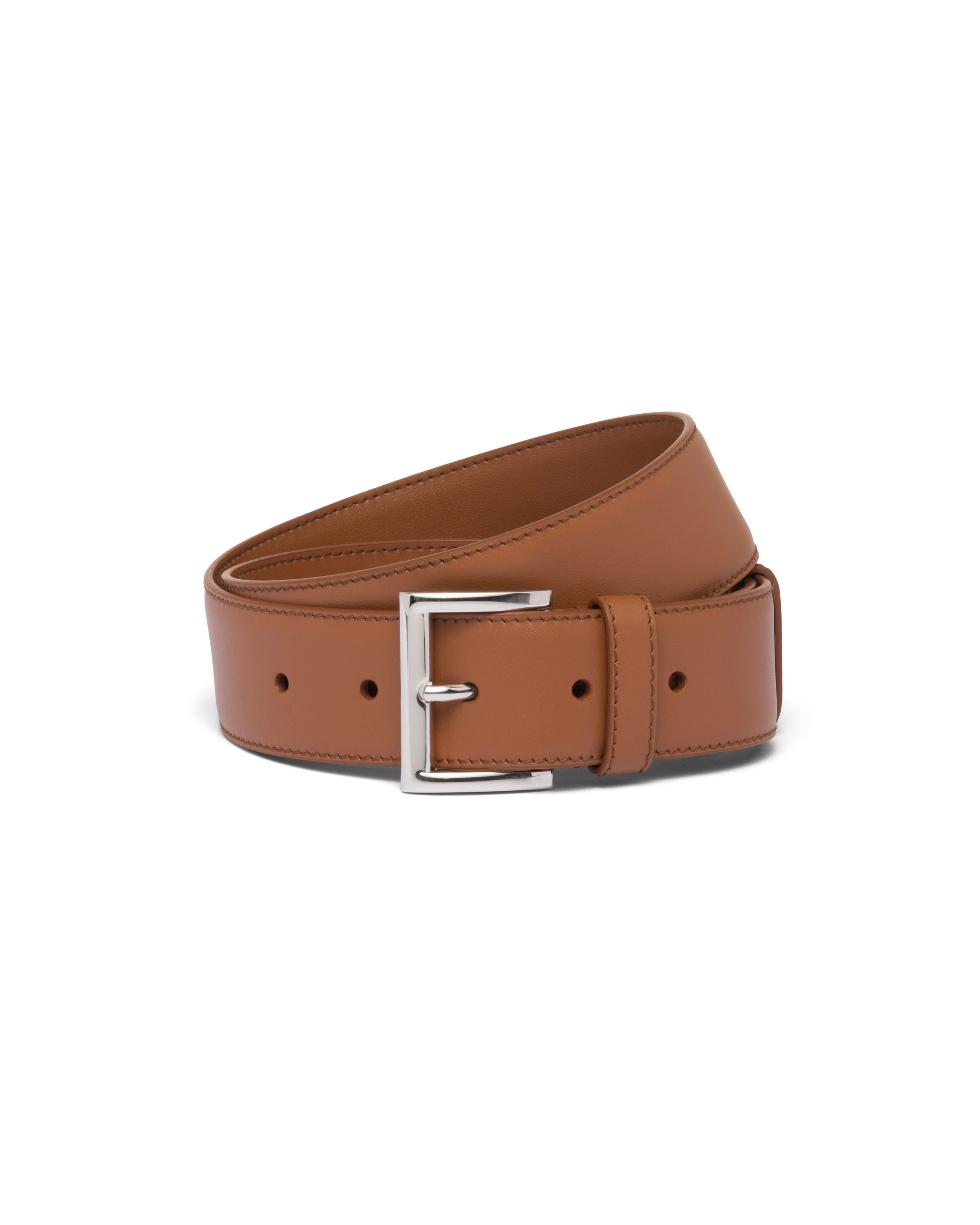 Prada Leather Belt In F0046 Cognac