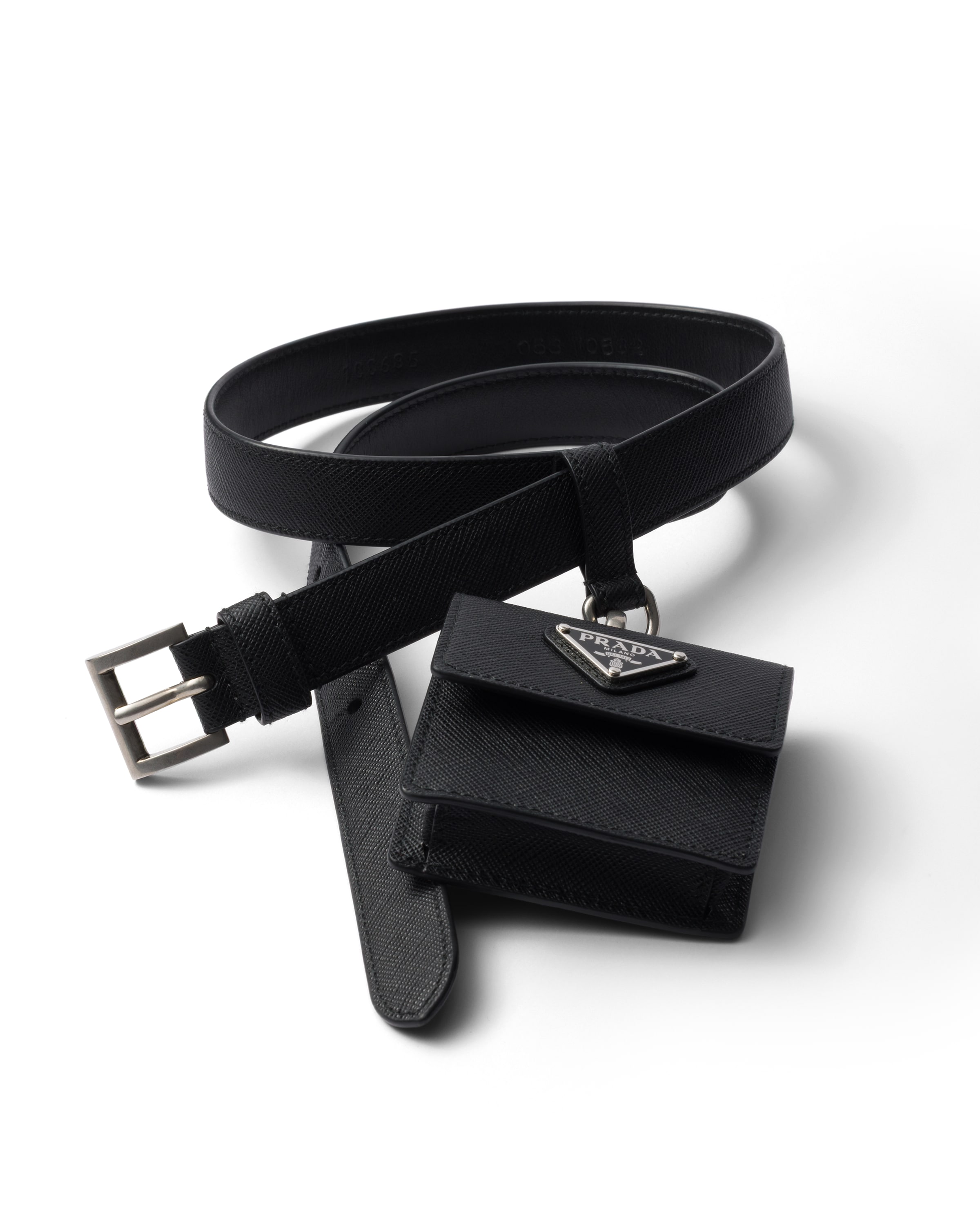 Prada Saffiano Leather Belt In Black