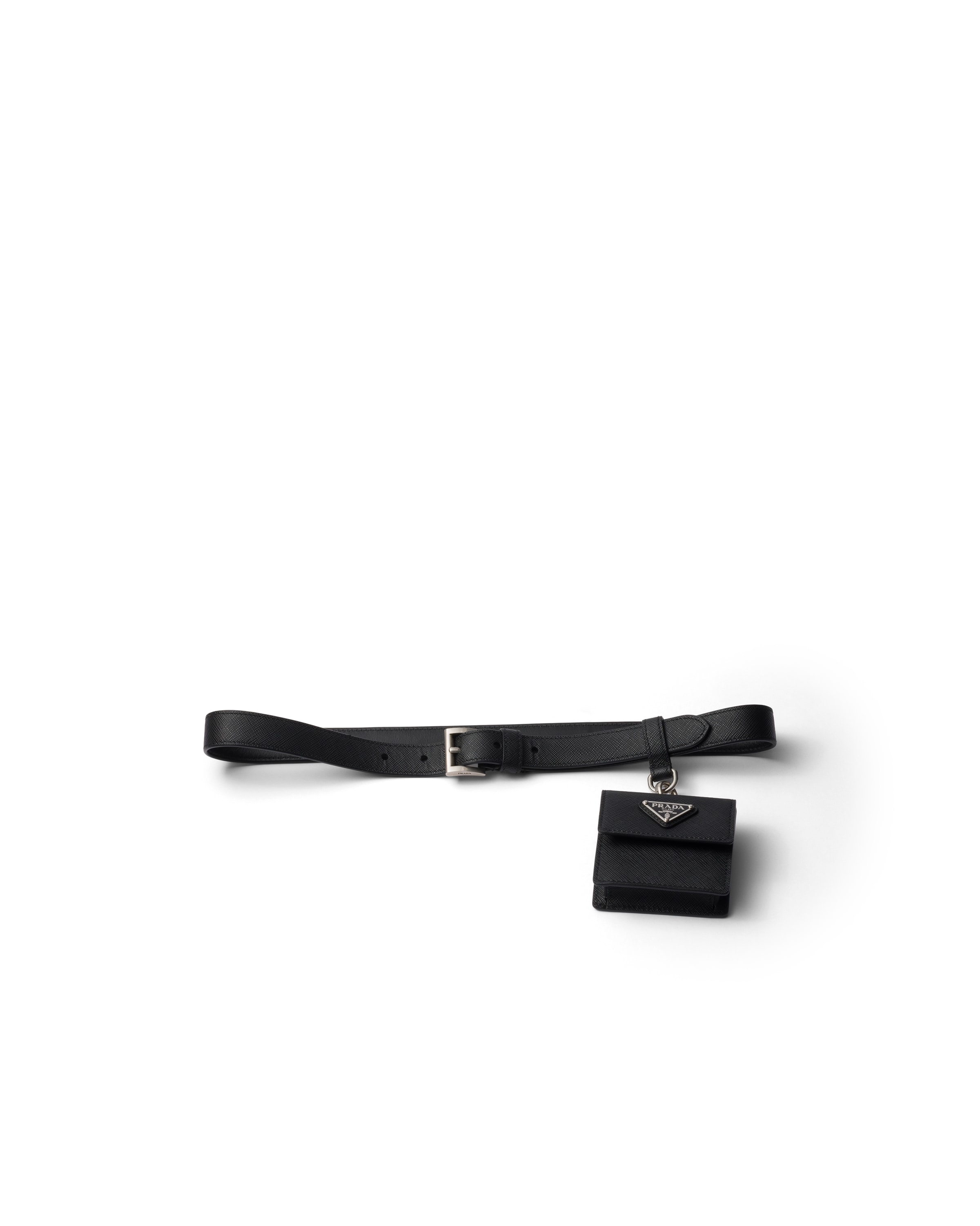 Prada Saffiano Leather Belt In Black