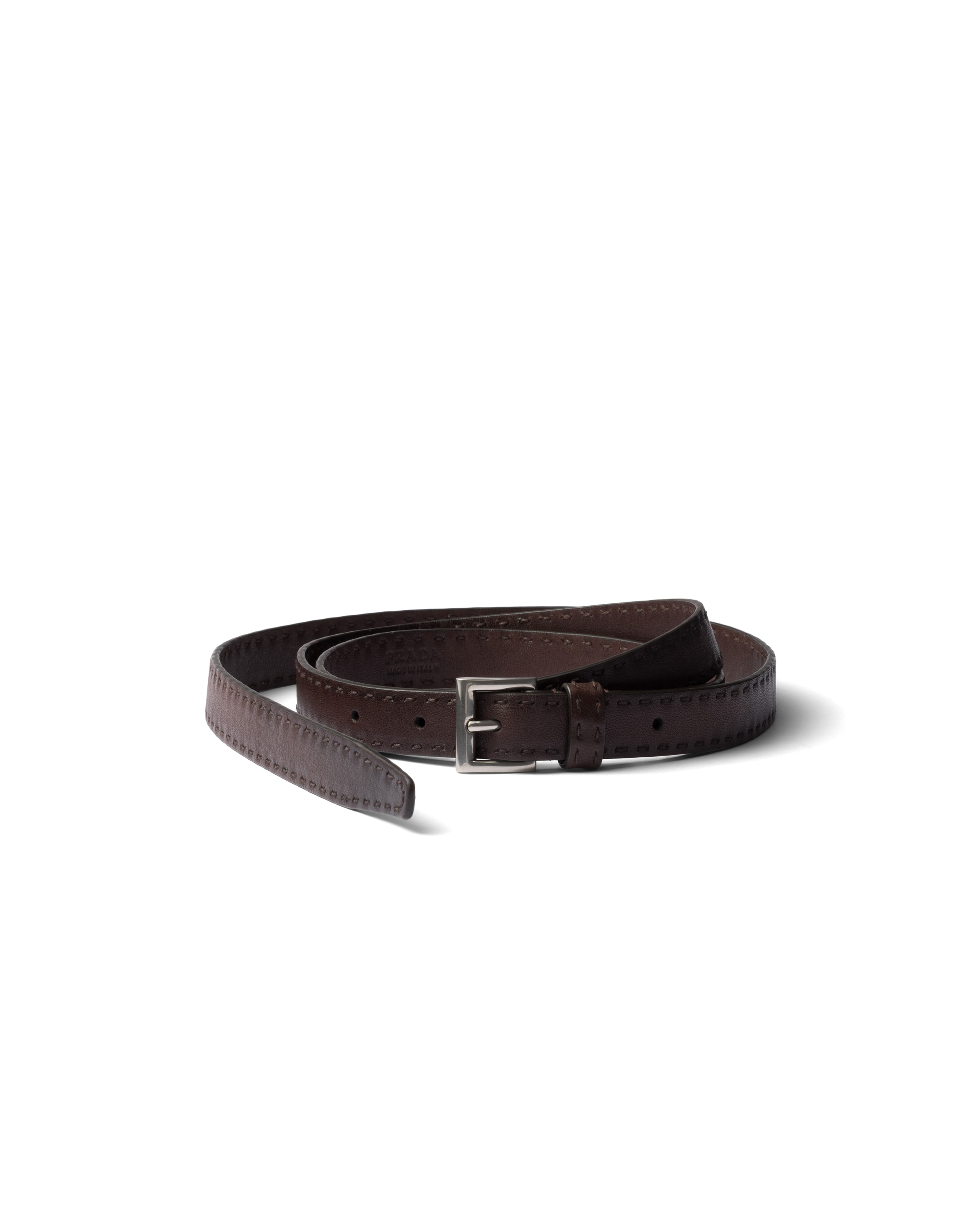 Prada Gürtel Aus Leder Mit Antik-finish In Kaffeebraun