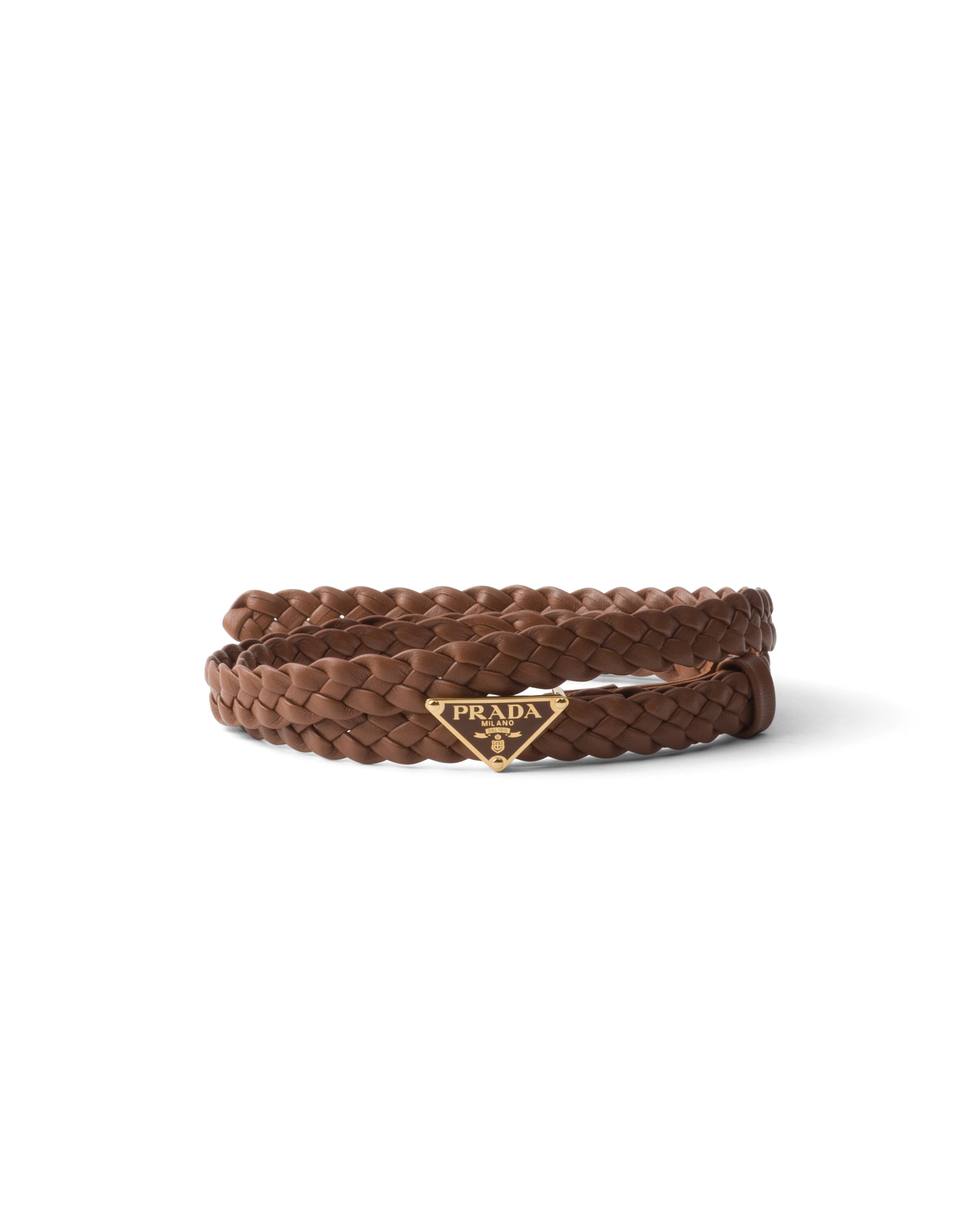 Prada Cintura In Nappa Intrecciata, Donna, Cognac, Taglia 85