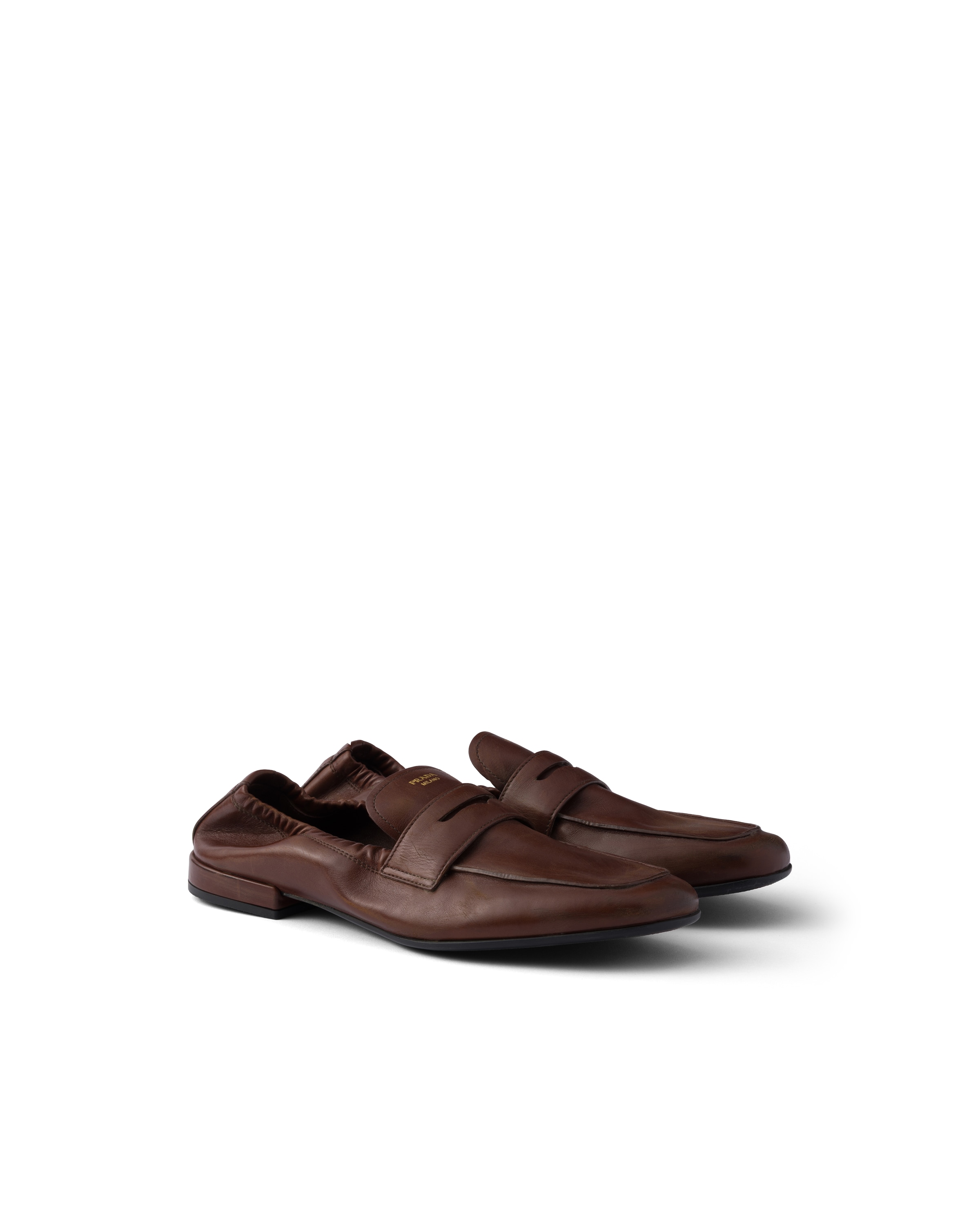 Prada Ruched Loafer Ld54 In Brown