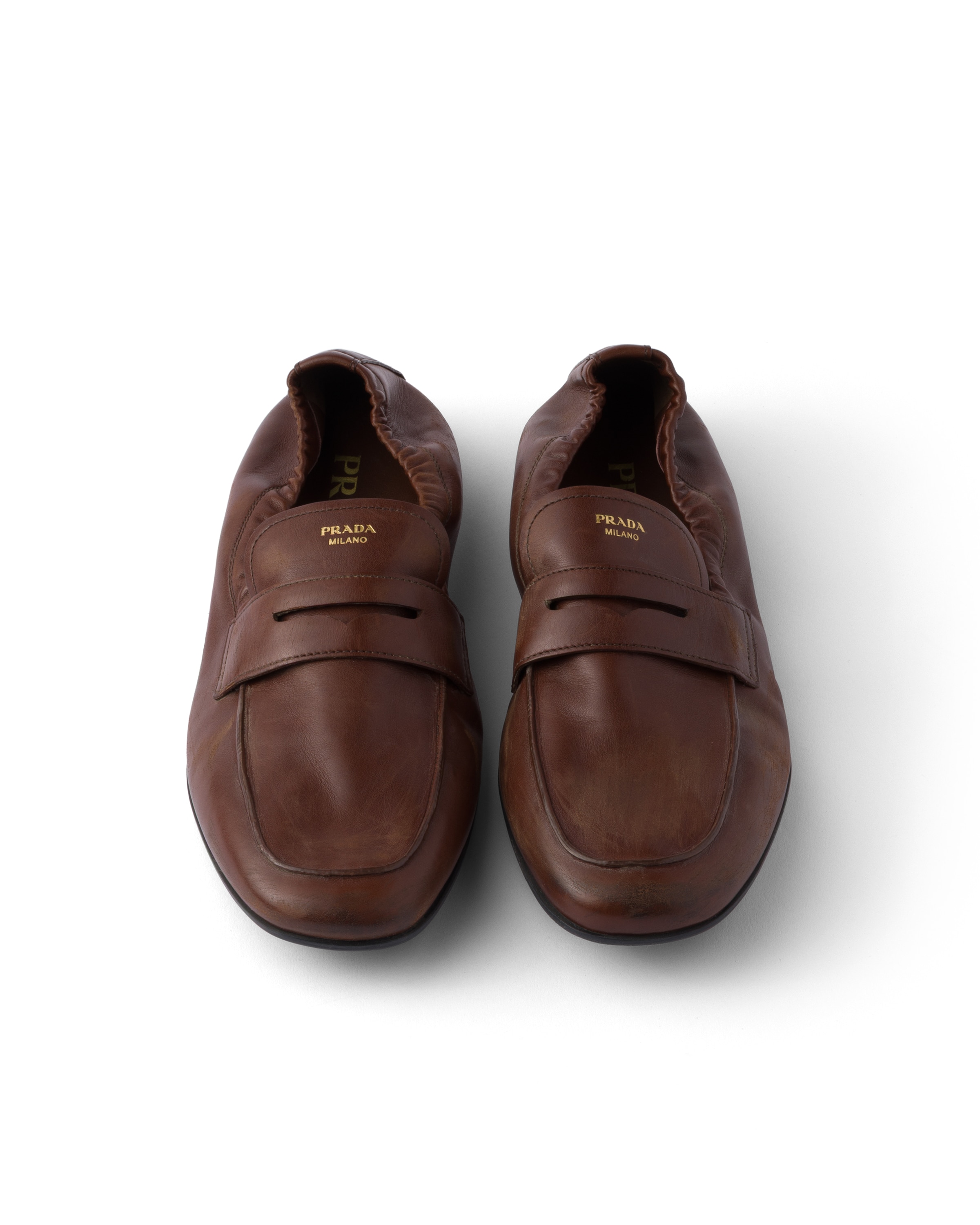 Prada Ruched Loafer Ld54 In Brown