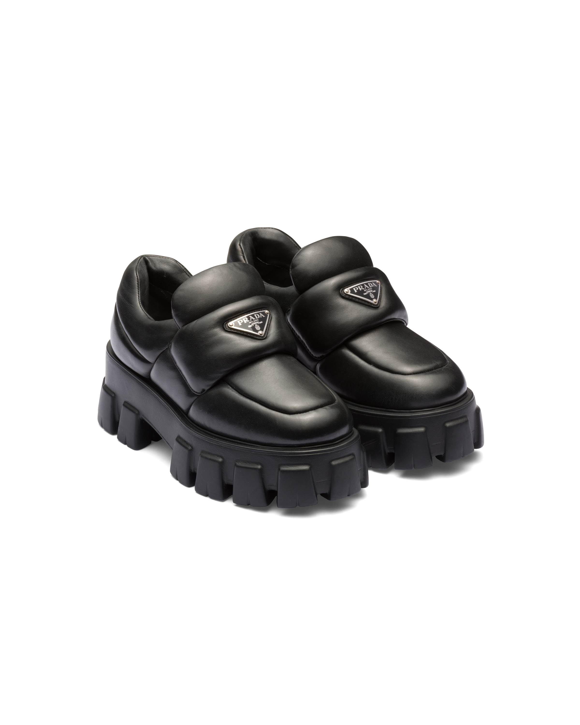 Prada Loafer Aus Weichem, Gepolstertem Nappa-leder In Black