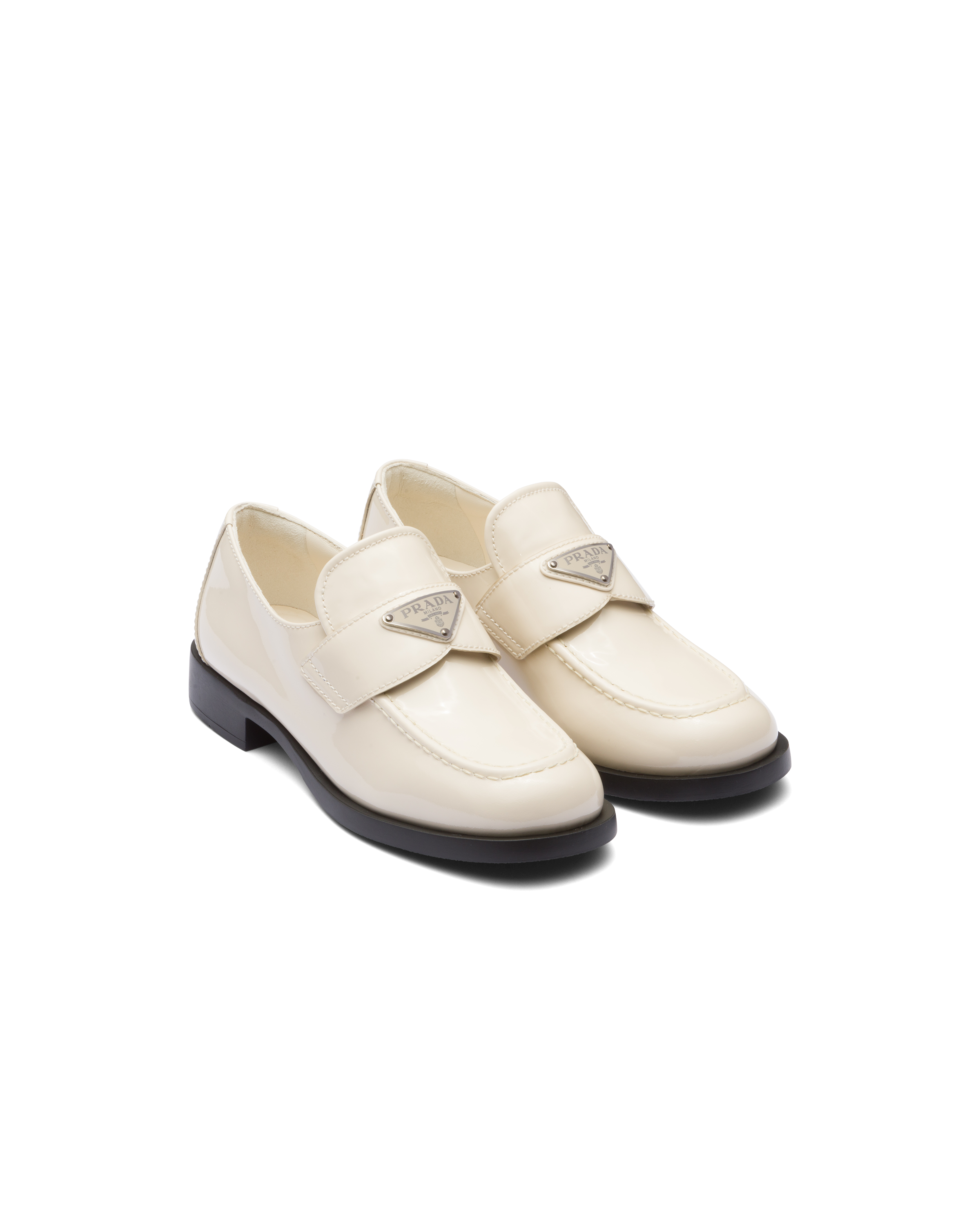 Prada Logo-plaque Patent Leather Loafers