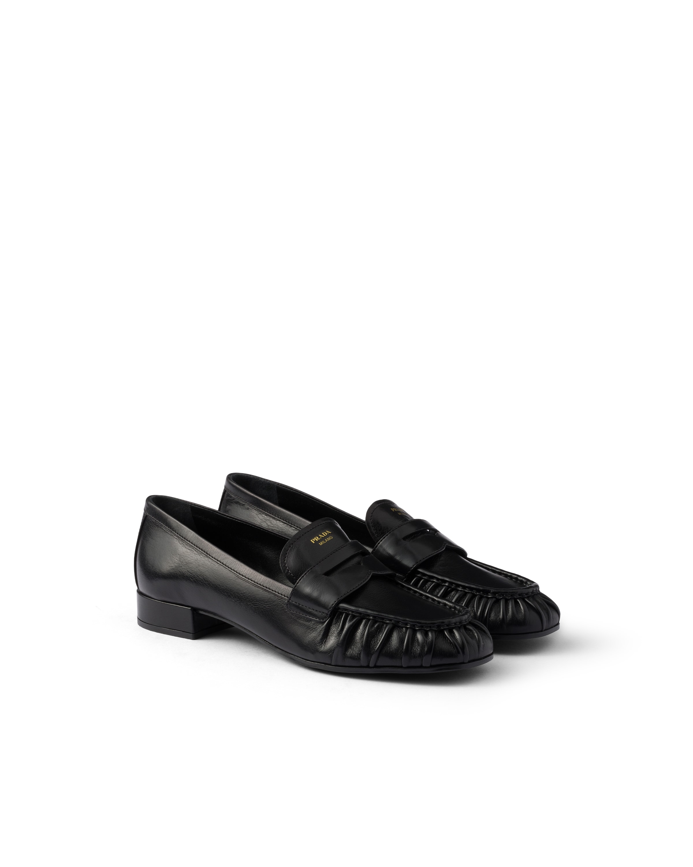 Prada Leather Loafers In Black