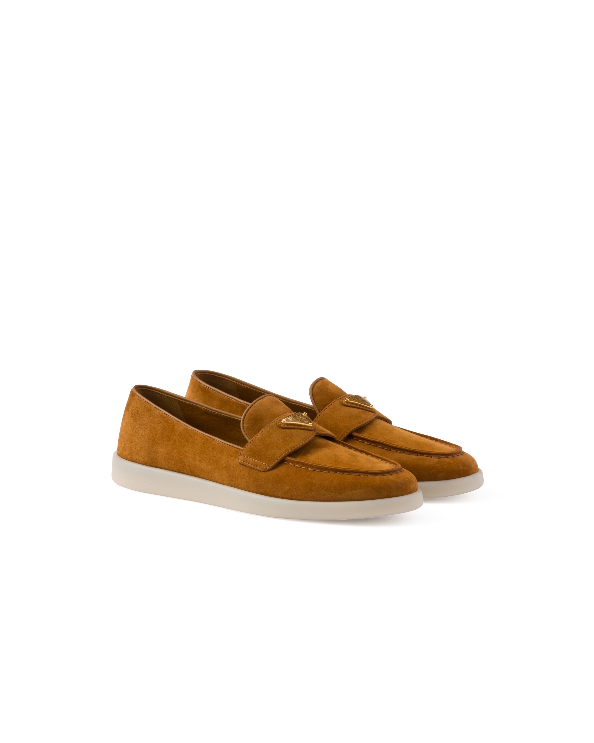 Prada Mocassini In Pelle Scamosciata, Donna, Cognac, Taglia 37