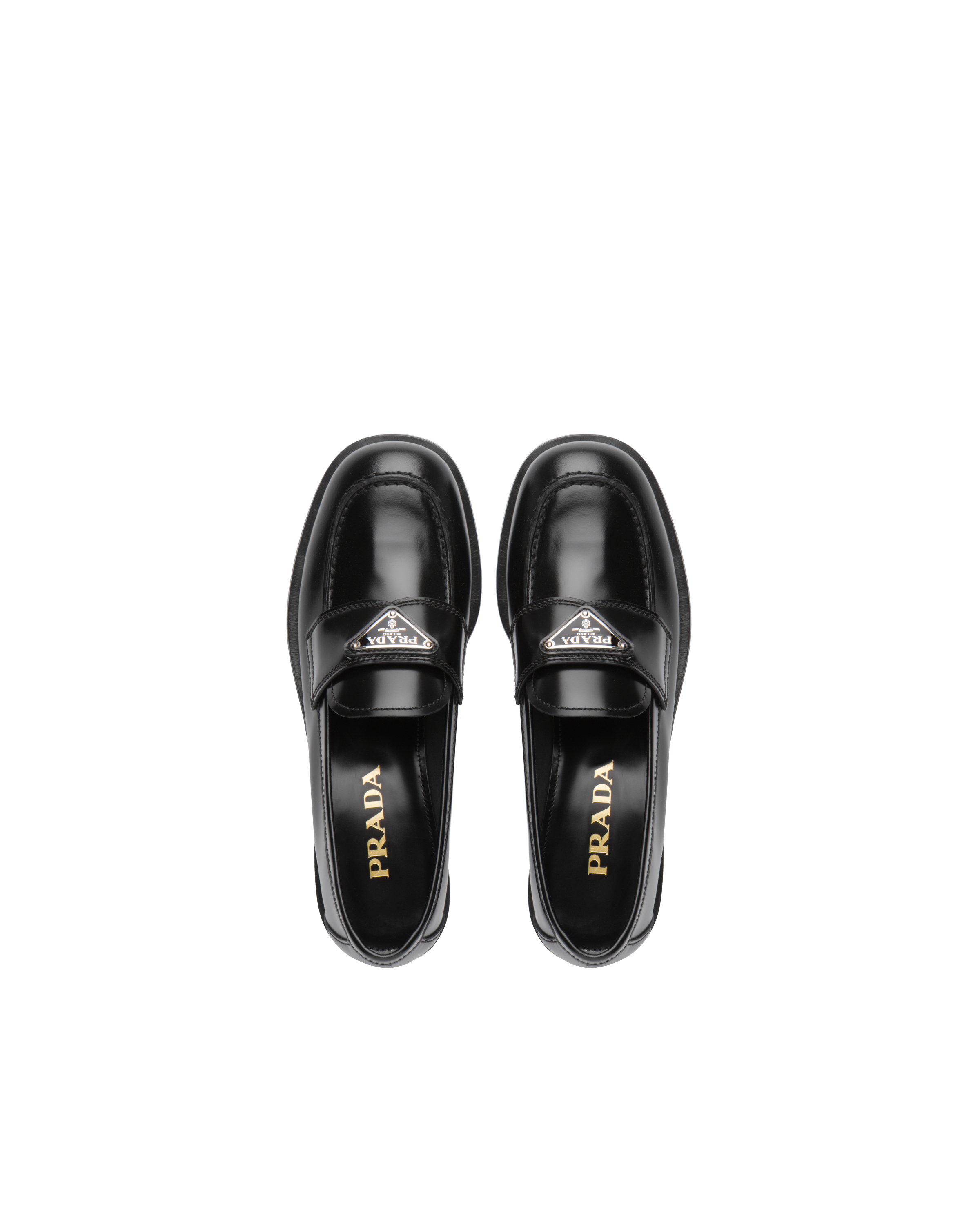 Prada brushed leather loafers womens Clearance