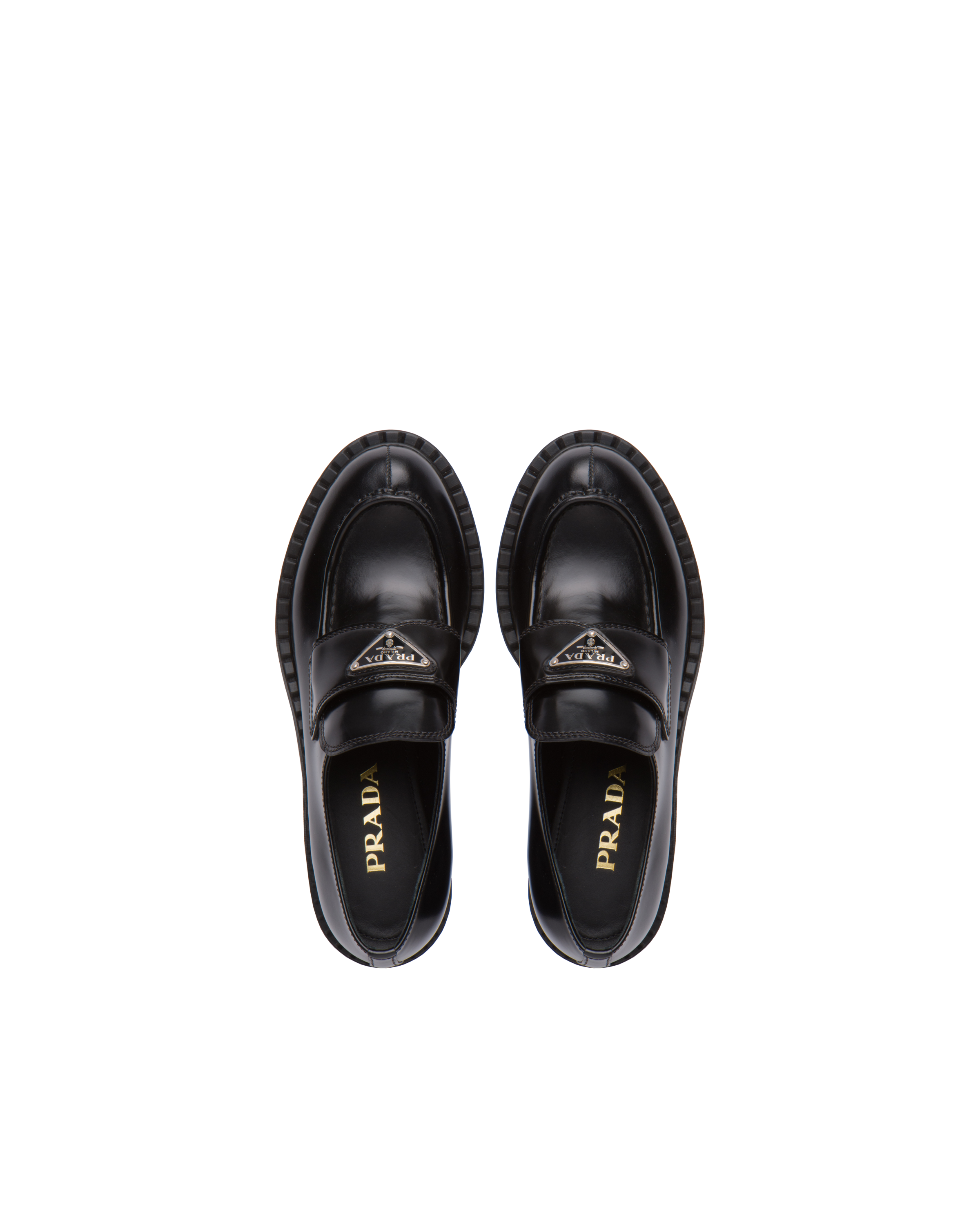 prada brushed leather loafers