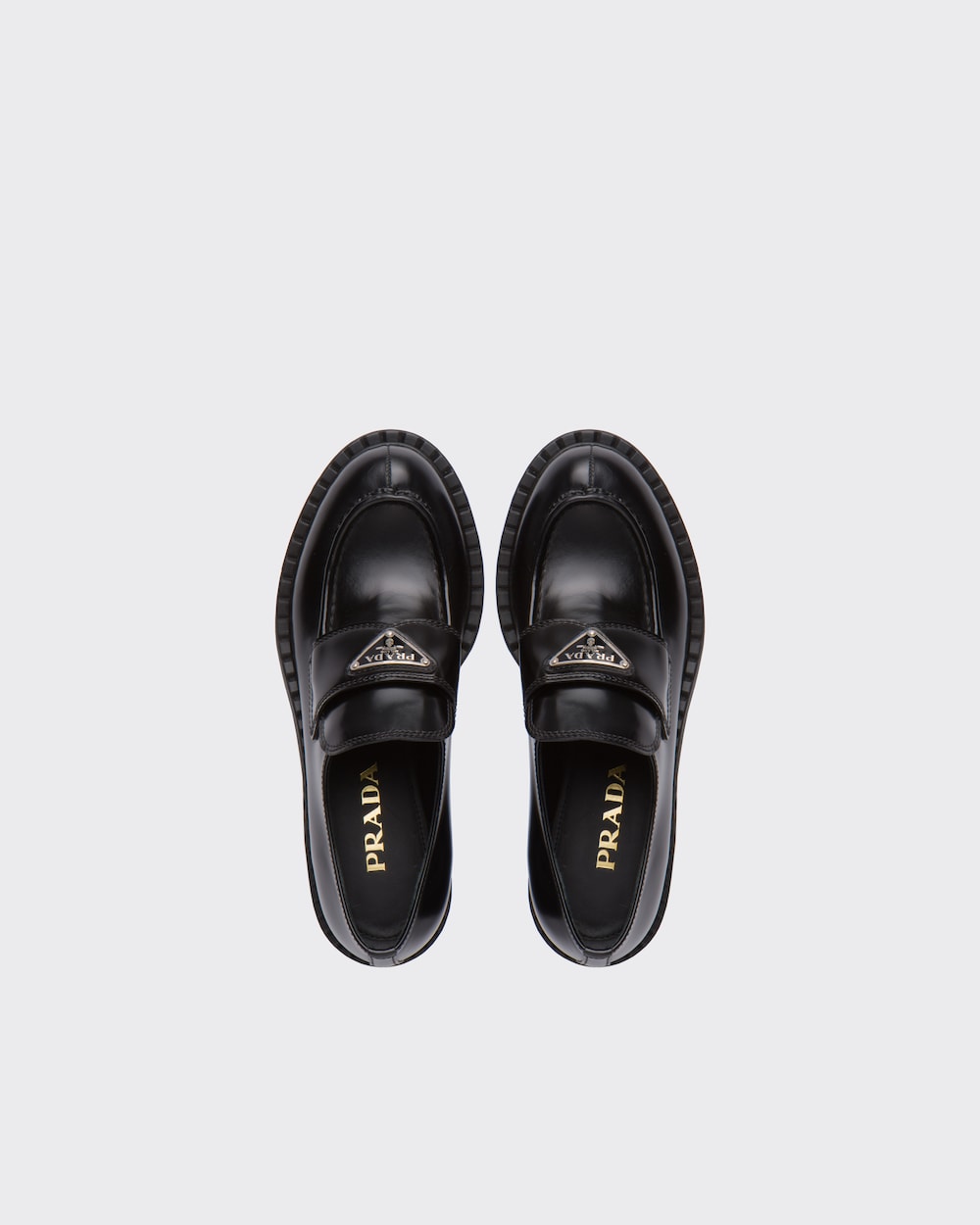 Mocassim Chocolate em couro escovado Preto | Prada