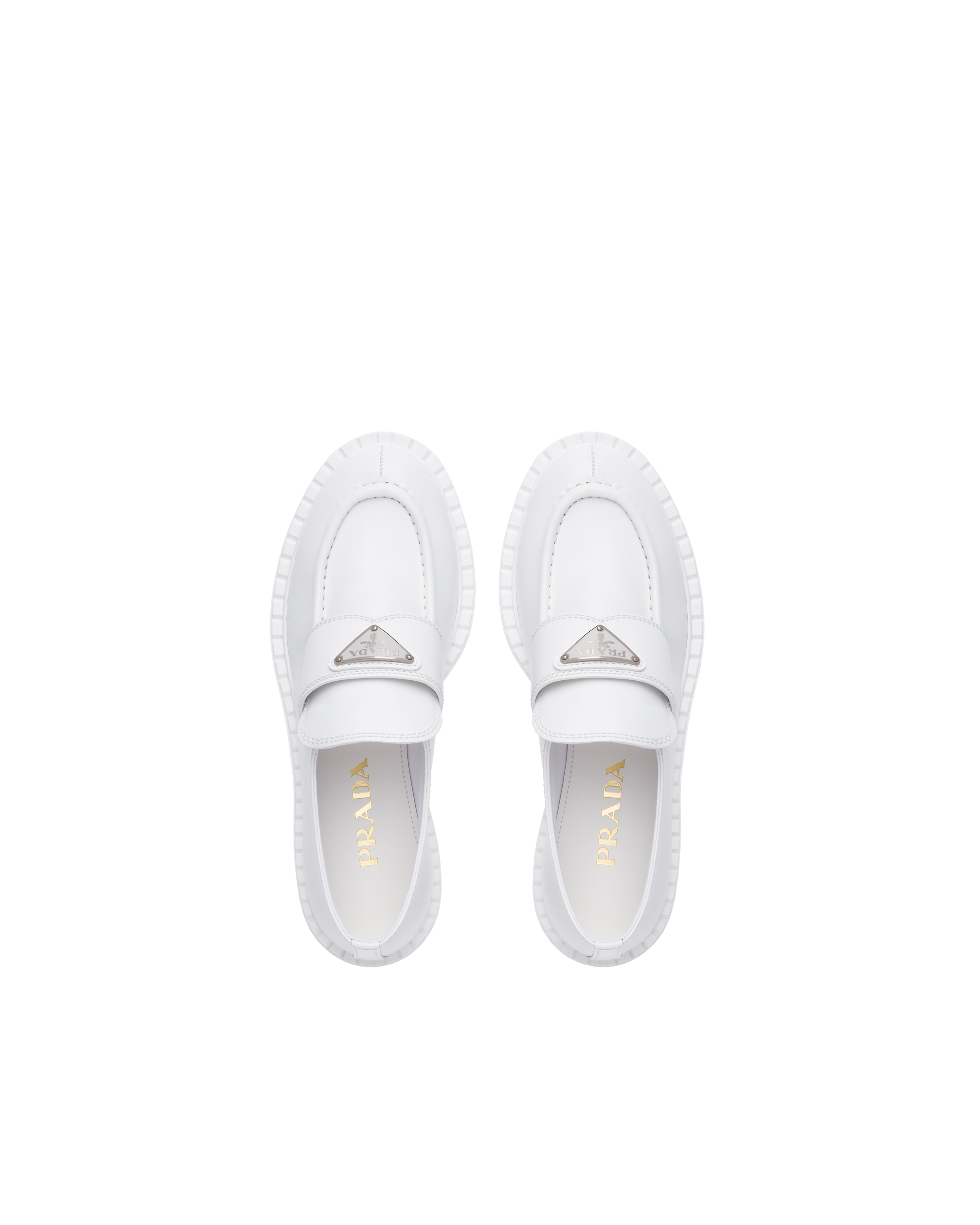 Prada white loafers women clearance