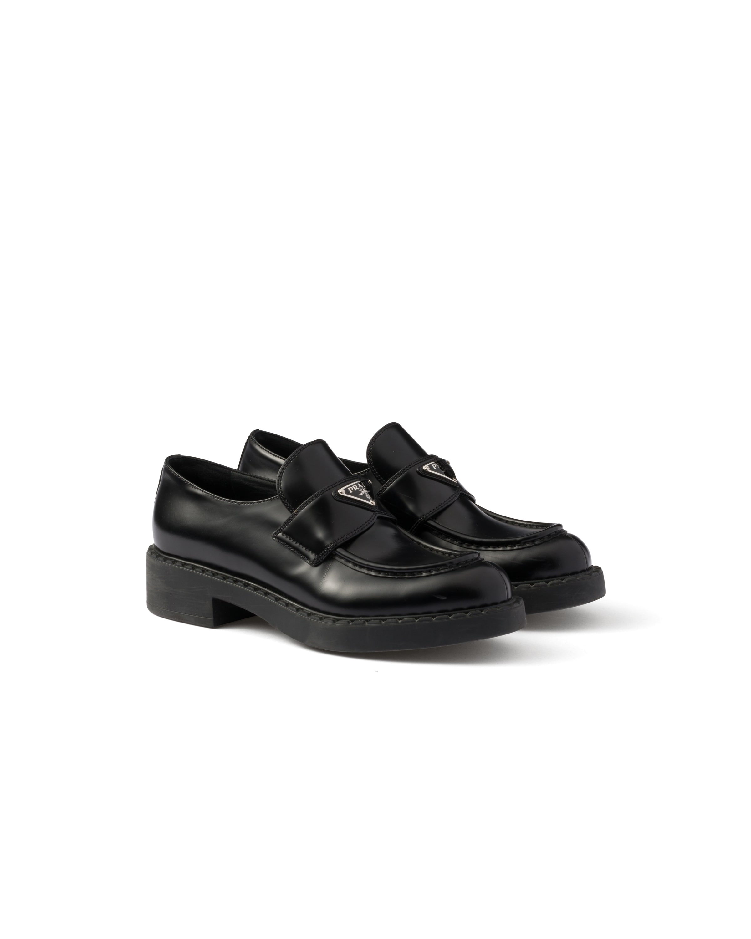 Prada Mocassini Chocolate In Pelle Spazzolata, Donna, Nero, Taglia 37