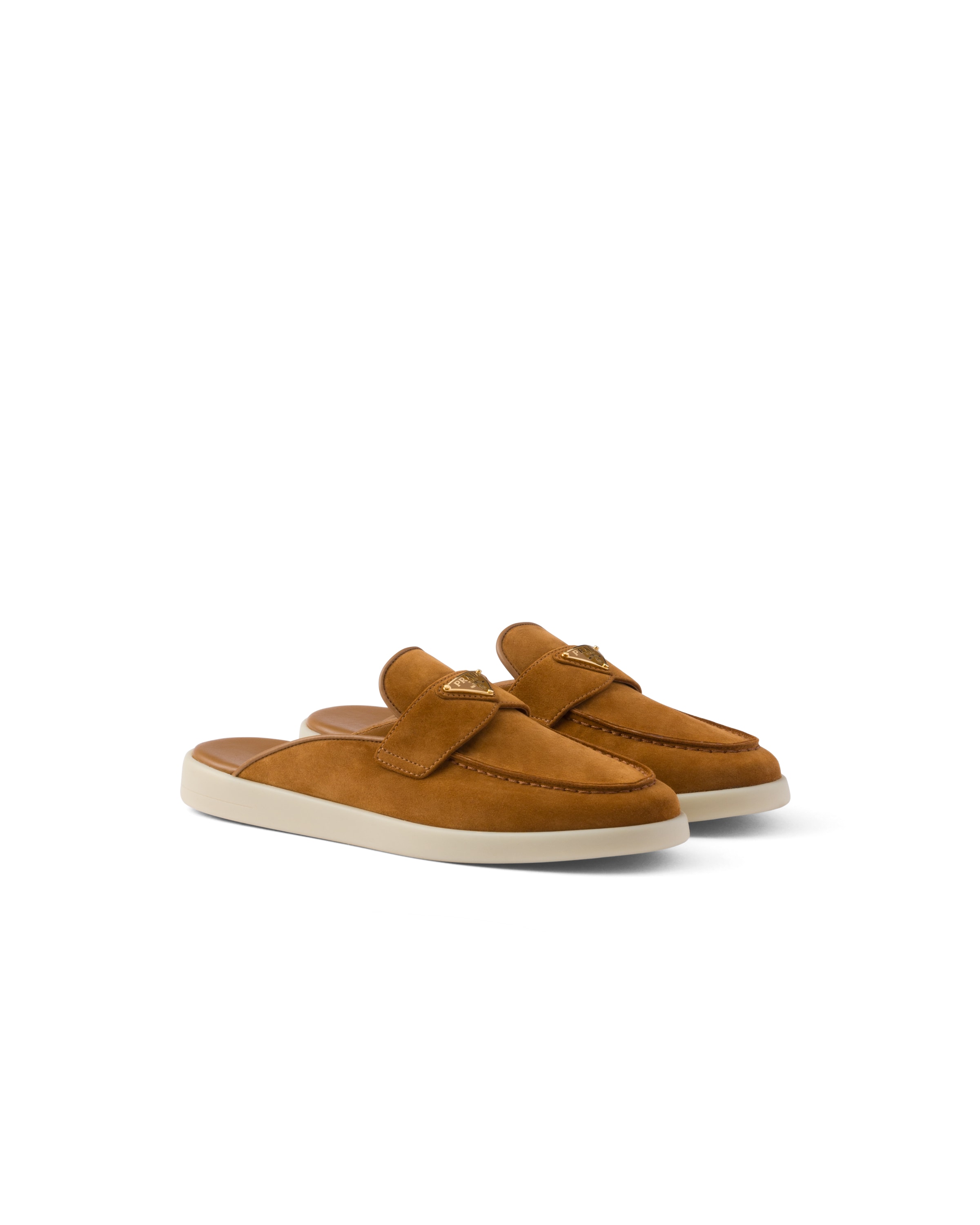 Prada Sabot In Pelle Scamosciata, Donna, Cognac, Taglia 35