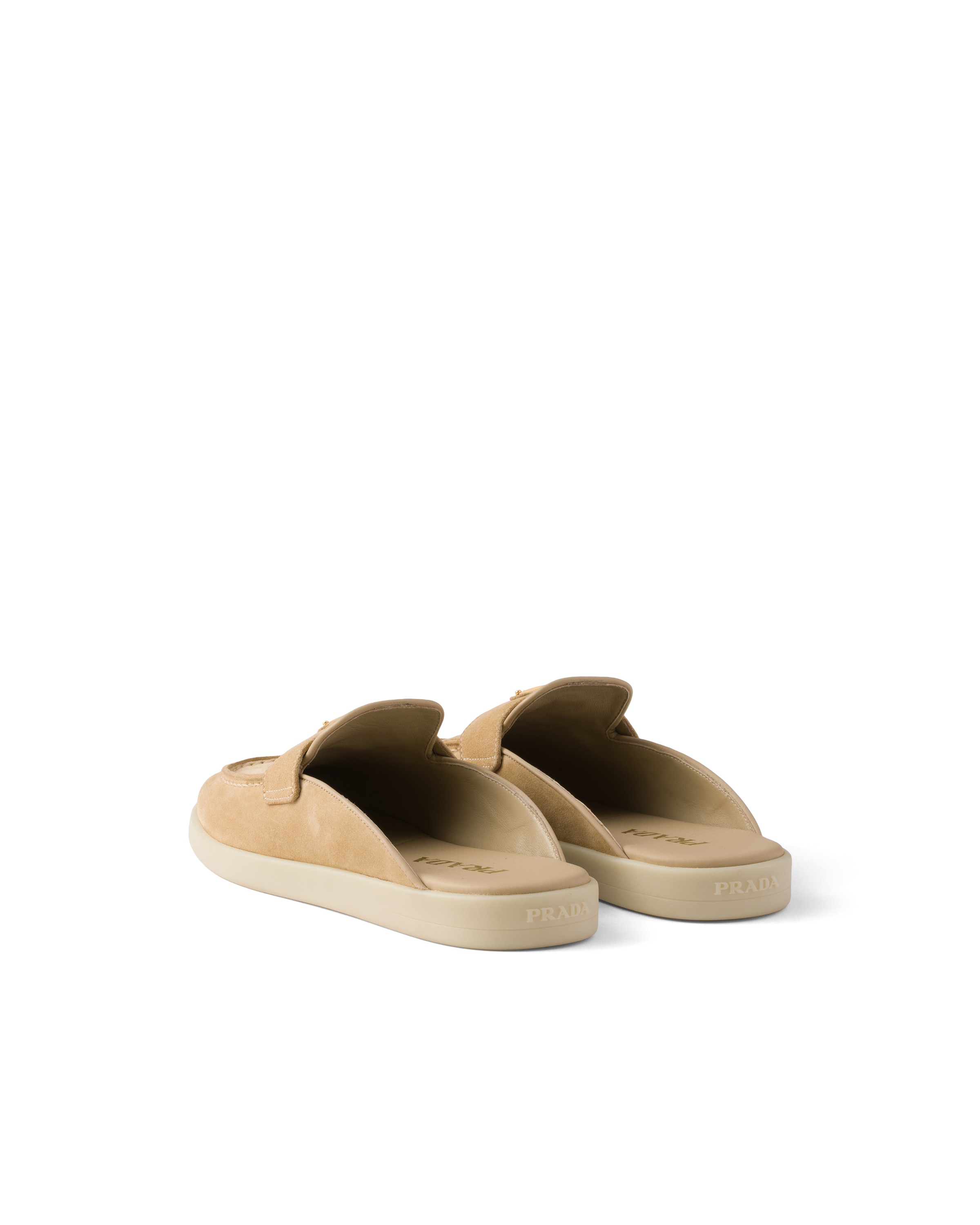 Prada Suede Mules In Nude