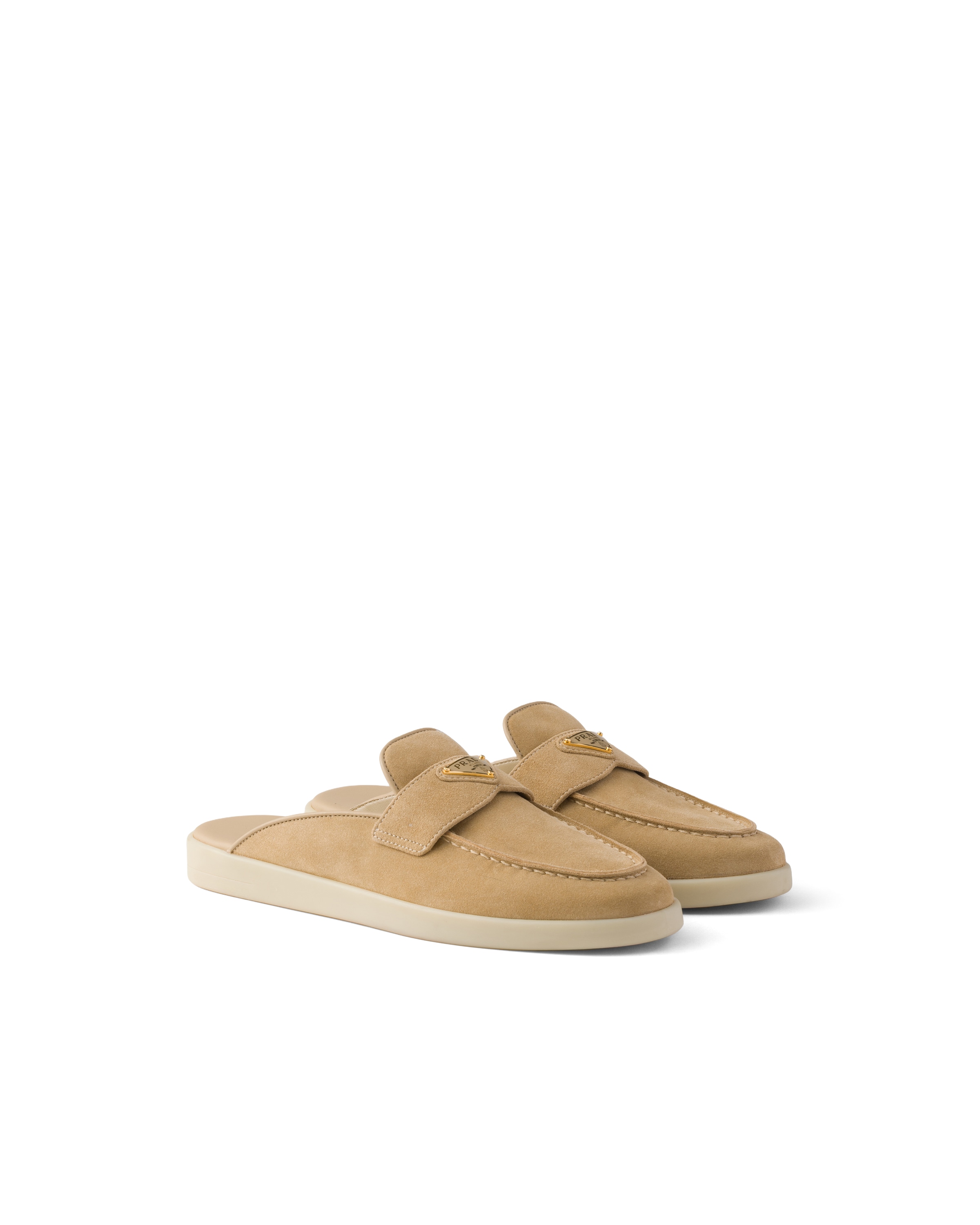 Prada Suede Mules In Nude