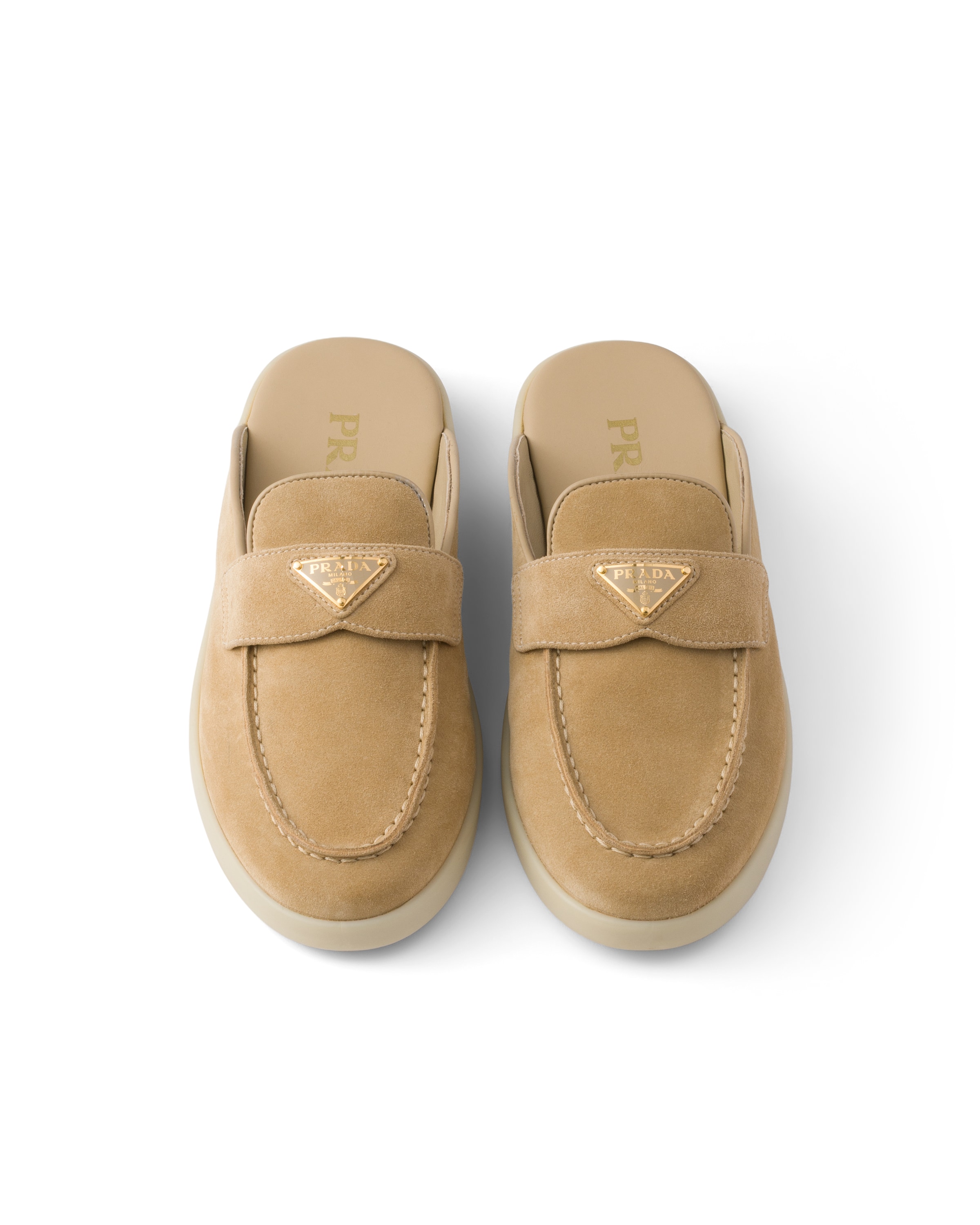 Prada Suede Mules In Nude