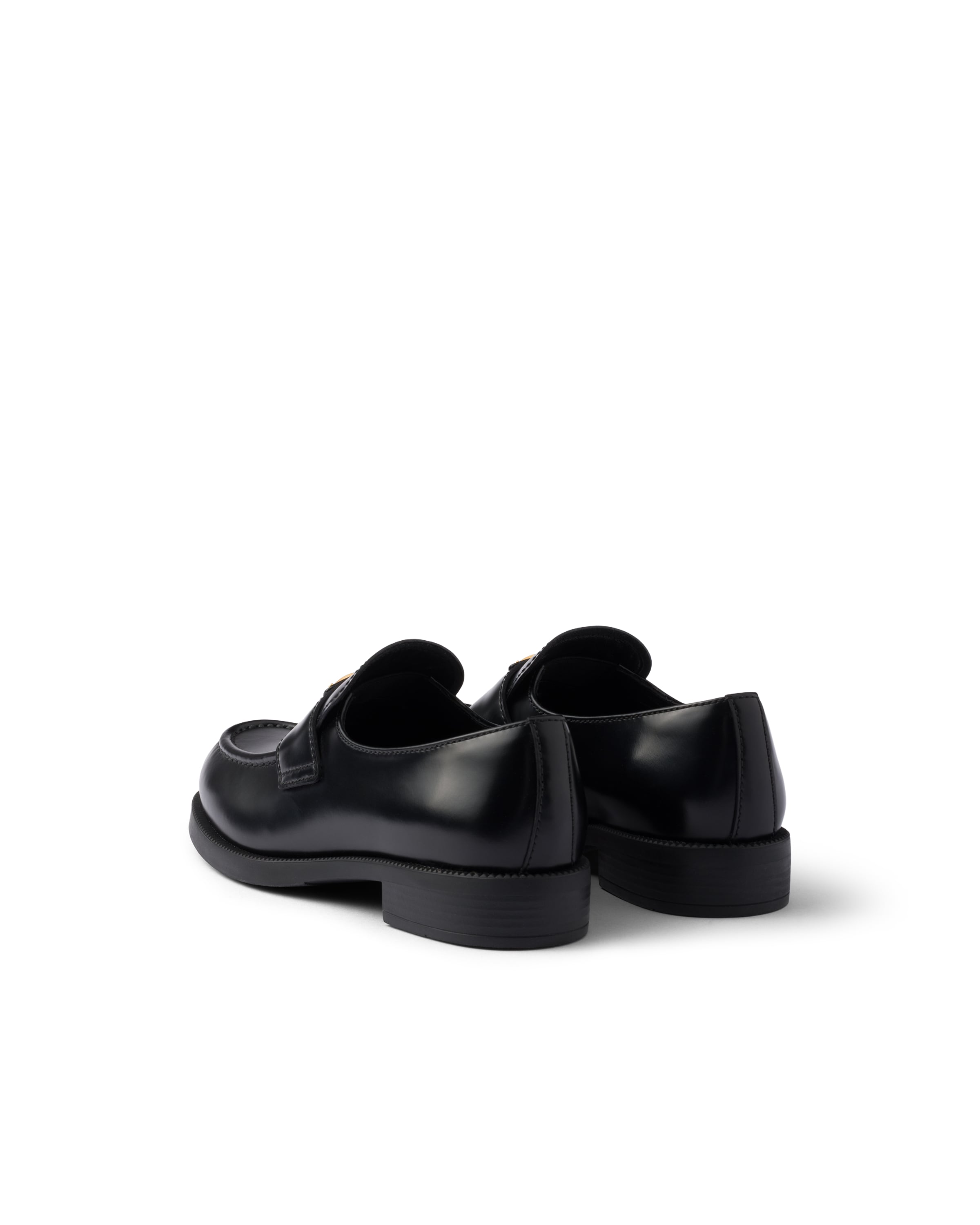 Prada Brushed Leather Loafers In Black