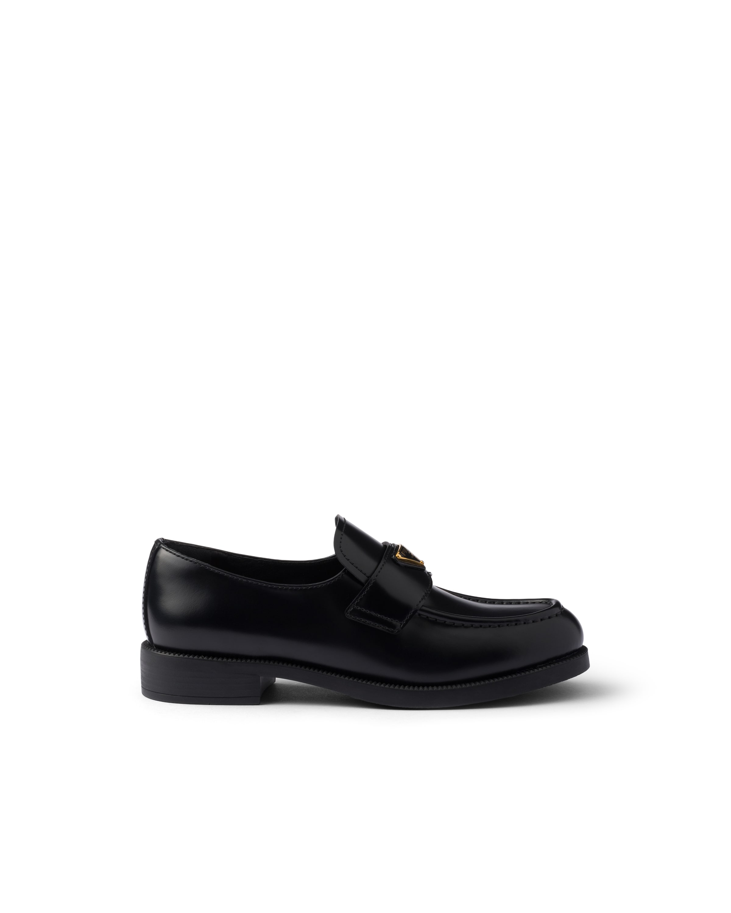 Prada Brushed Leather Loafers In Black