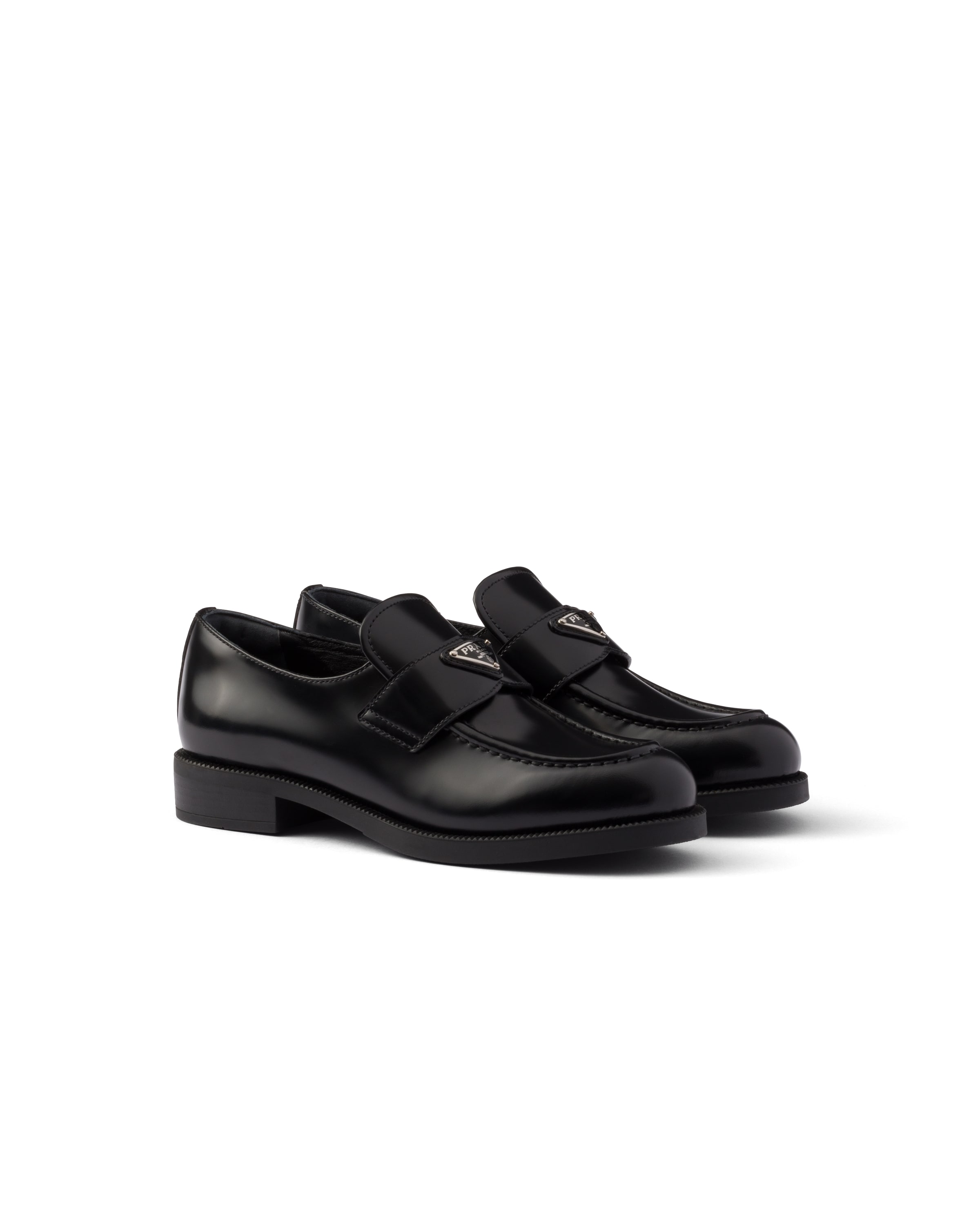 Prada Mocassini In Pelle Spazzolata, Donna, Nero, Taglia 37