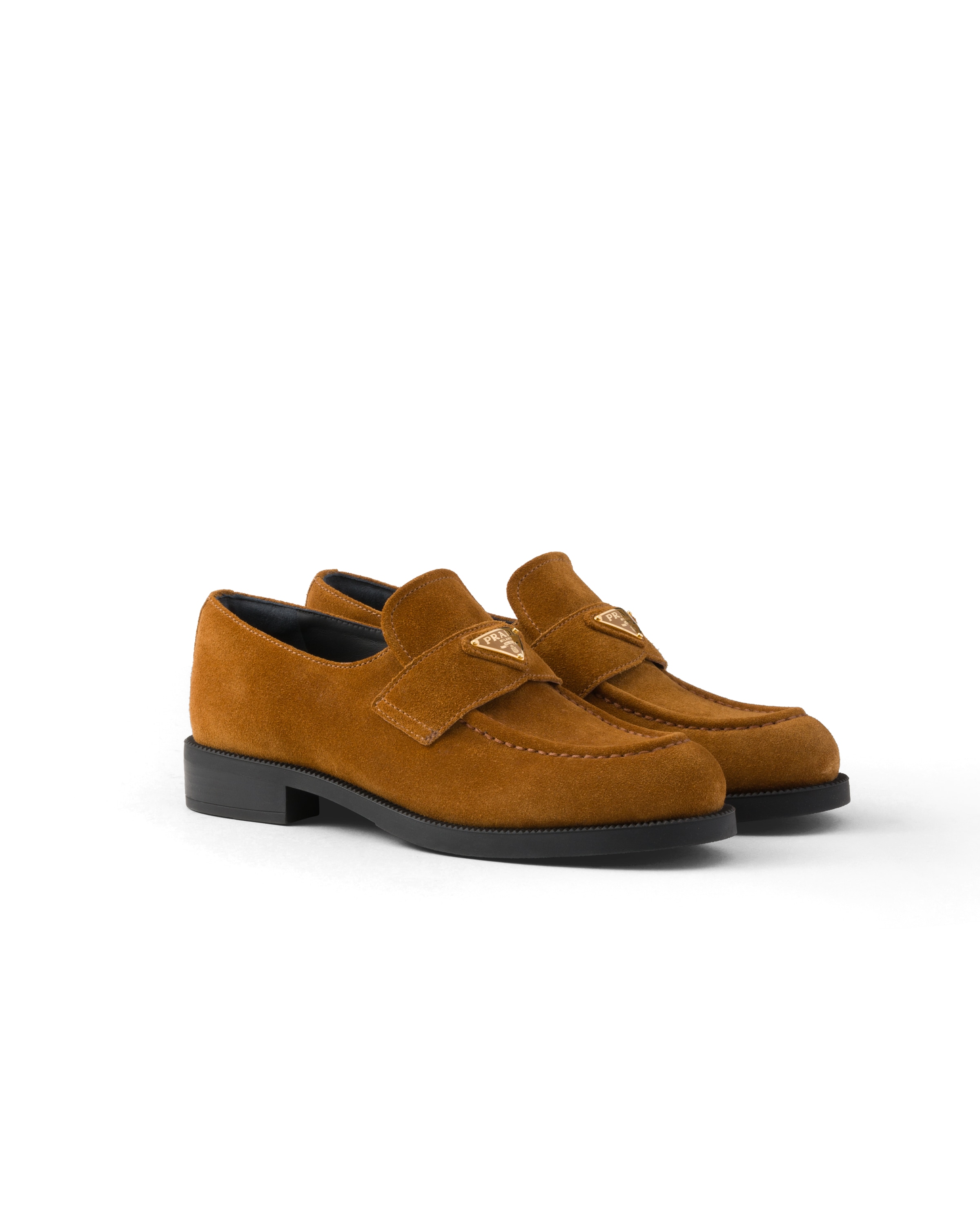 Prada Mocassini In Pelle Scamosciata, Donna, Cognac, Taglia 40