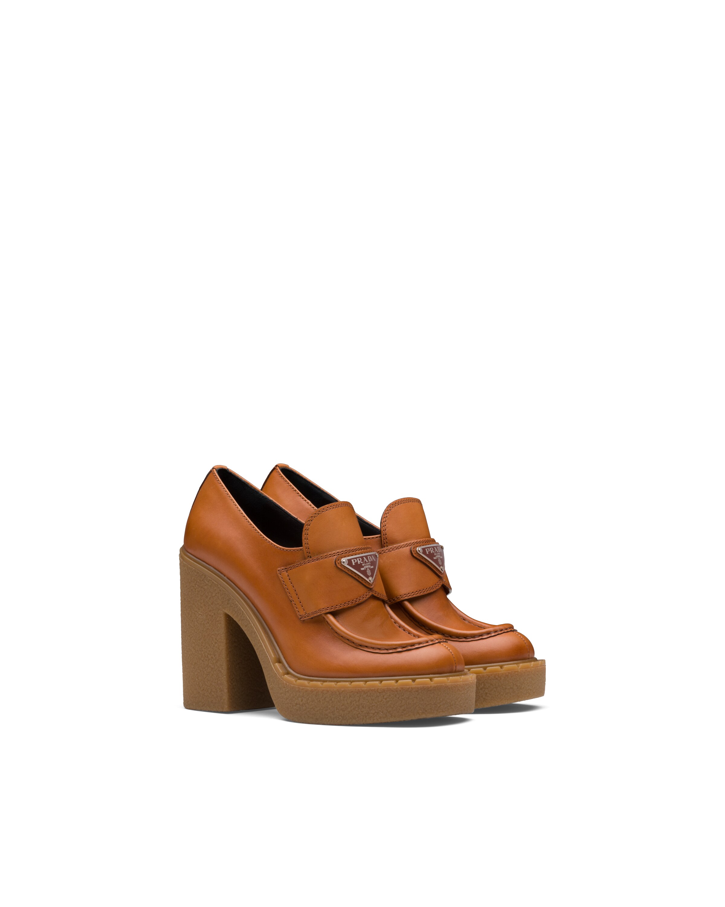 leather chain loafers by prada