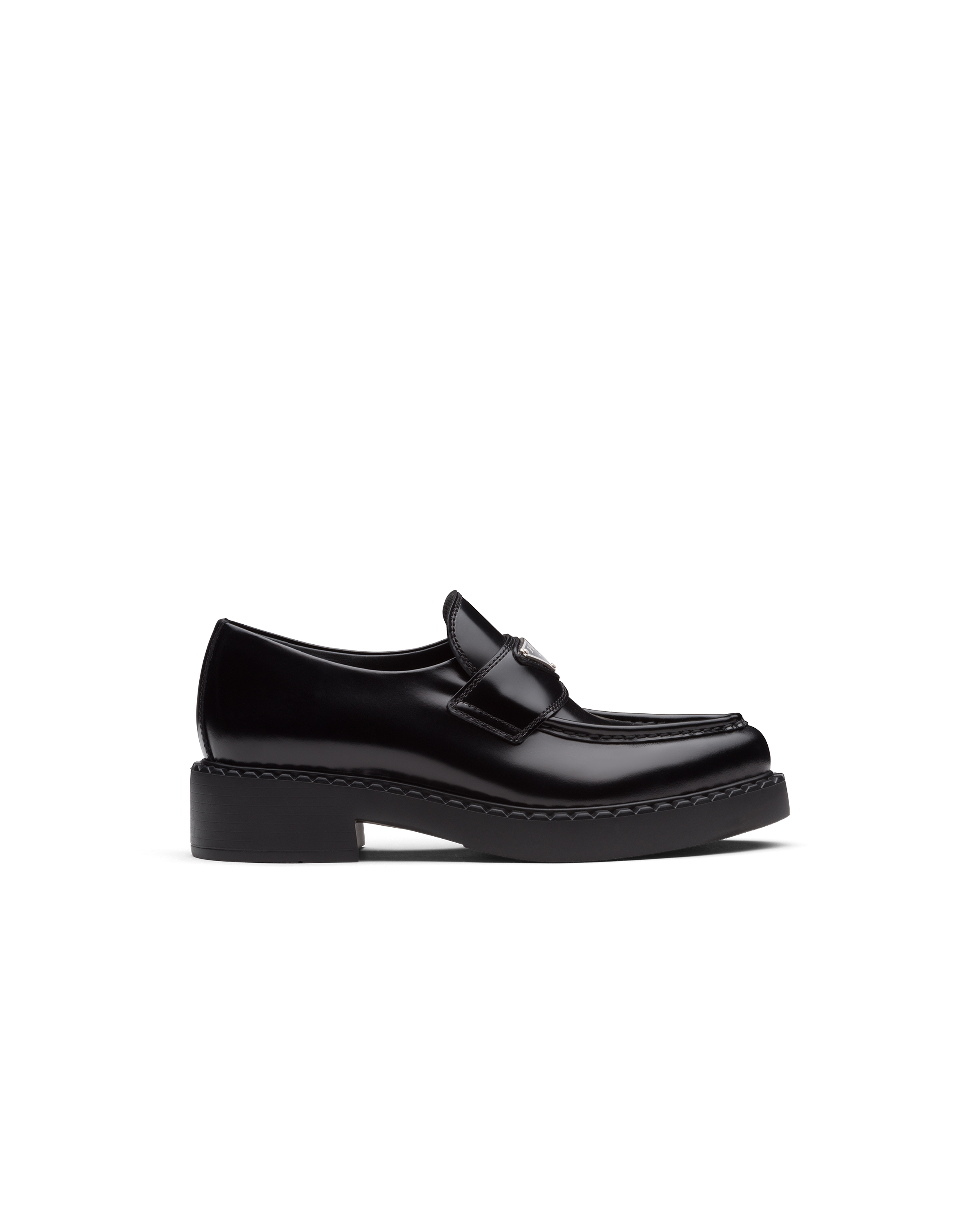 Chocolate brushed leather loafers prada clearance
