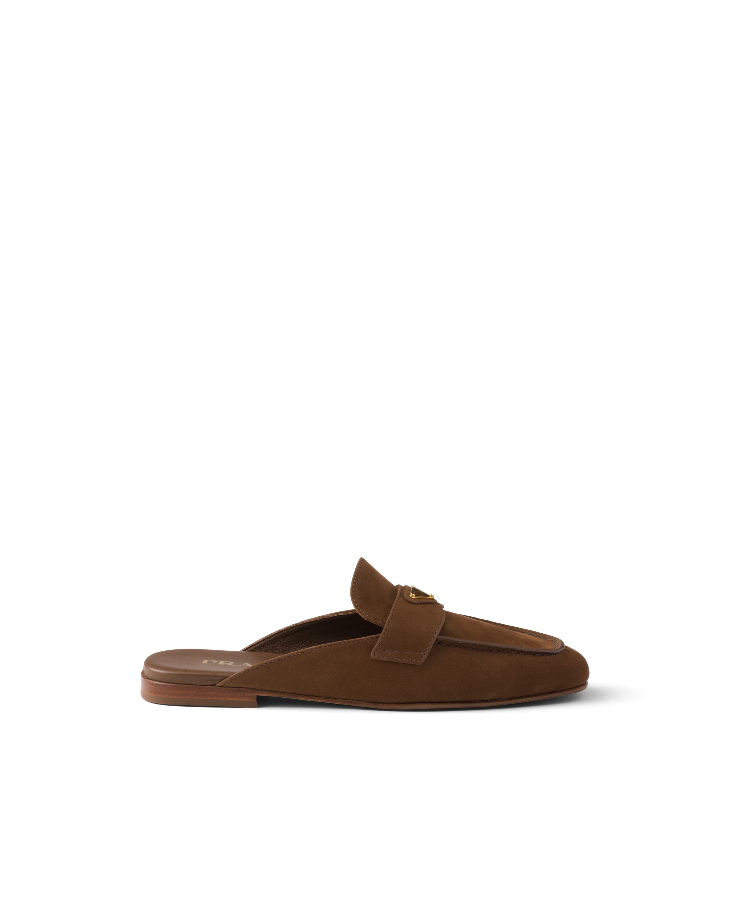 Prada Cocoa Brown Slip-on Mules With Decorative Strap In Multi