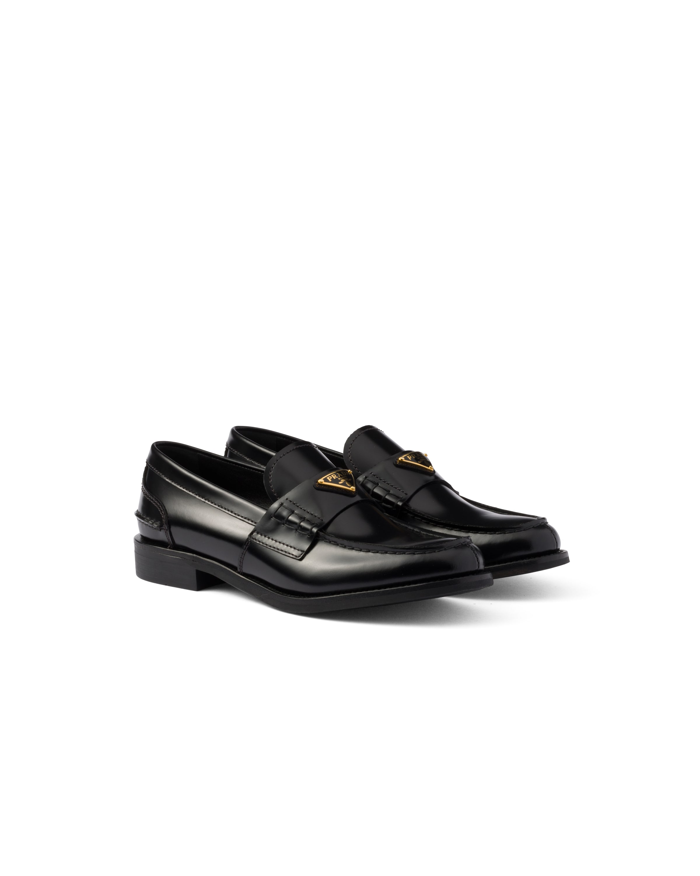 Prada Mocassini In Pelle Spazzolata, Donna, Nero, Taglia 39,5