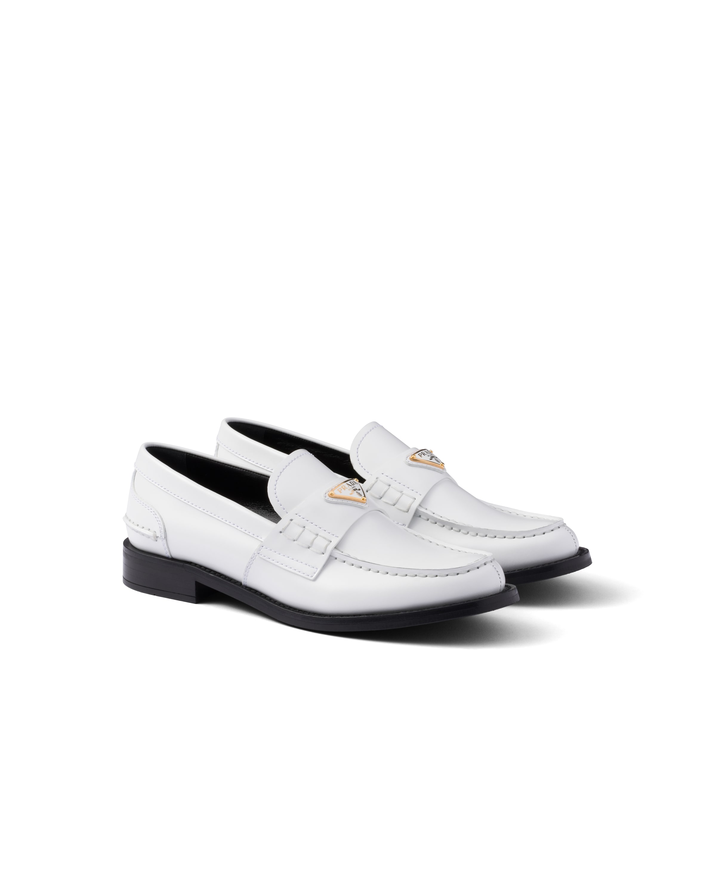 Prada Mocassini In Pelle Spazzolata, Donna, Bianco, Taglia 40,5