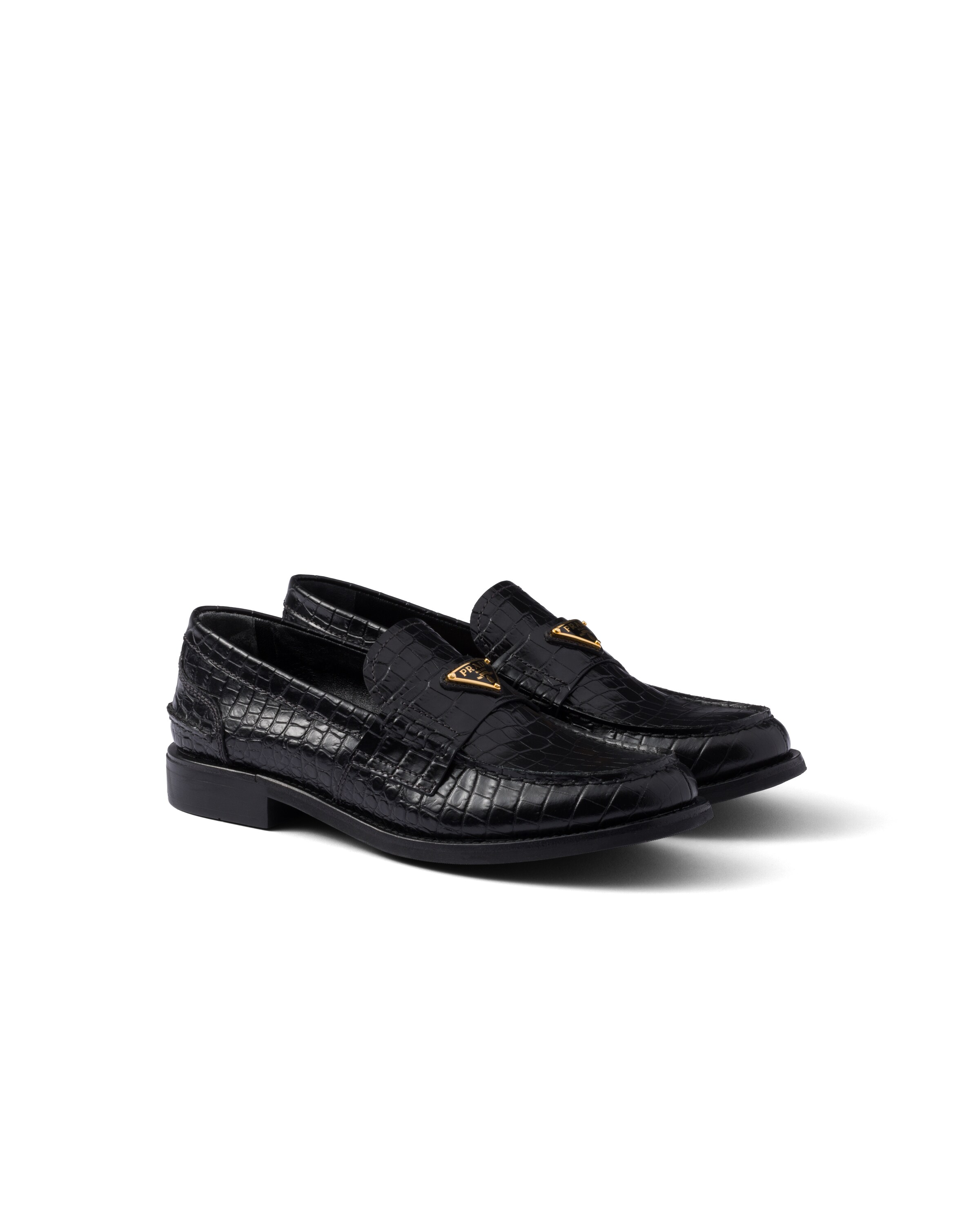 Prada Mocassini In Pelle Stampa Cocco, Donna, Nero, Taglia 38