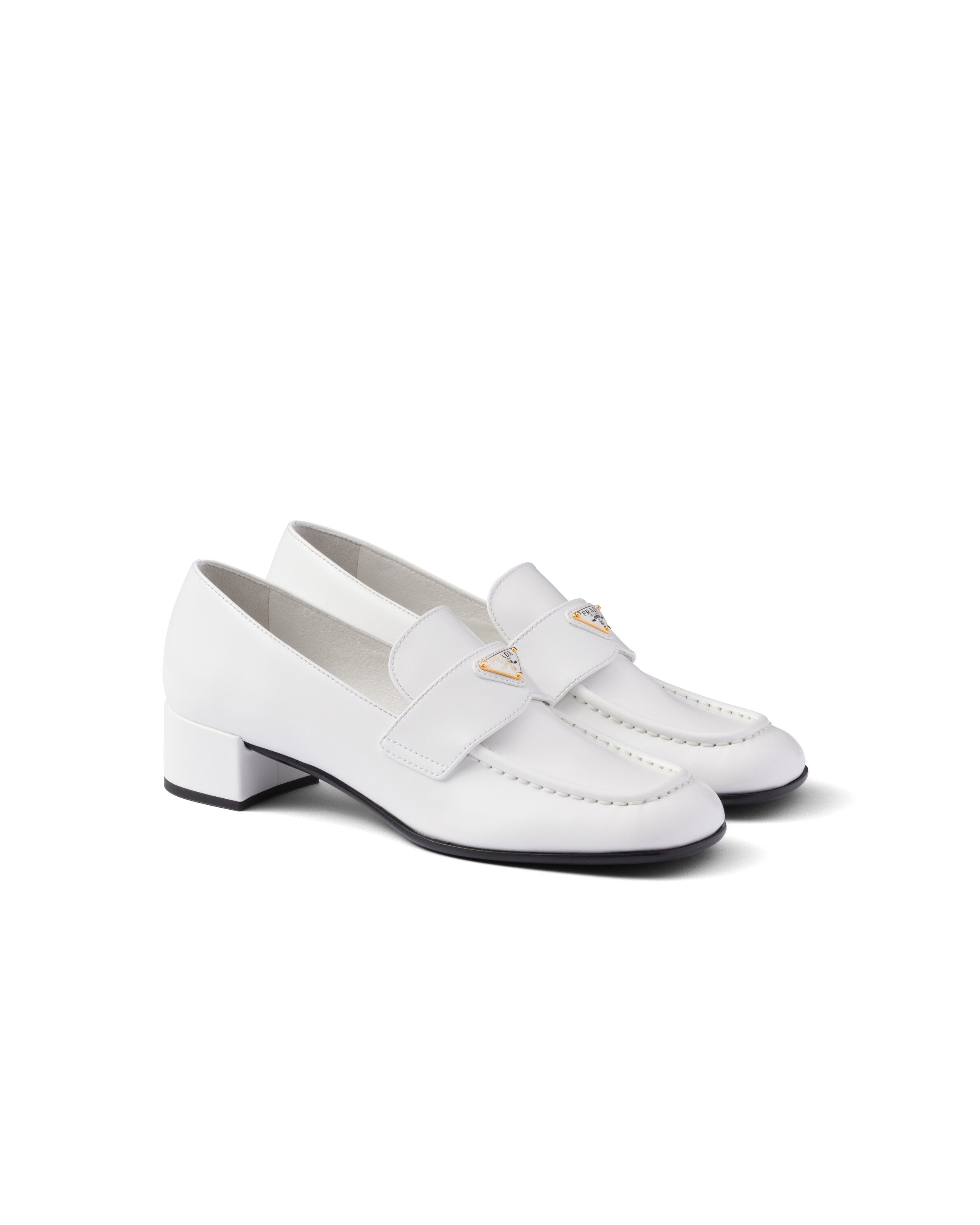 Prada Mocassini In Pelle Spazzolata, Donna, Bianco, Taglia 38