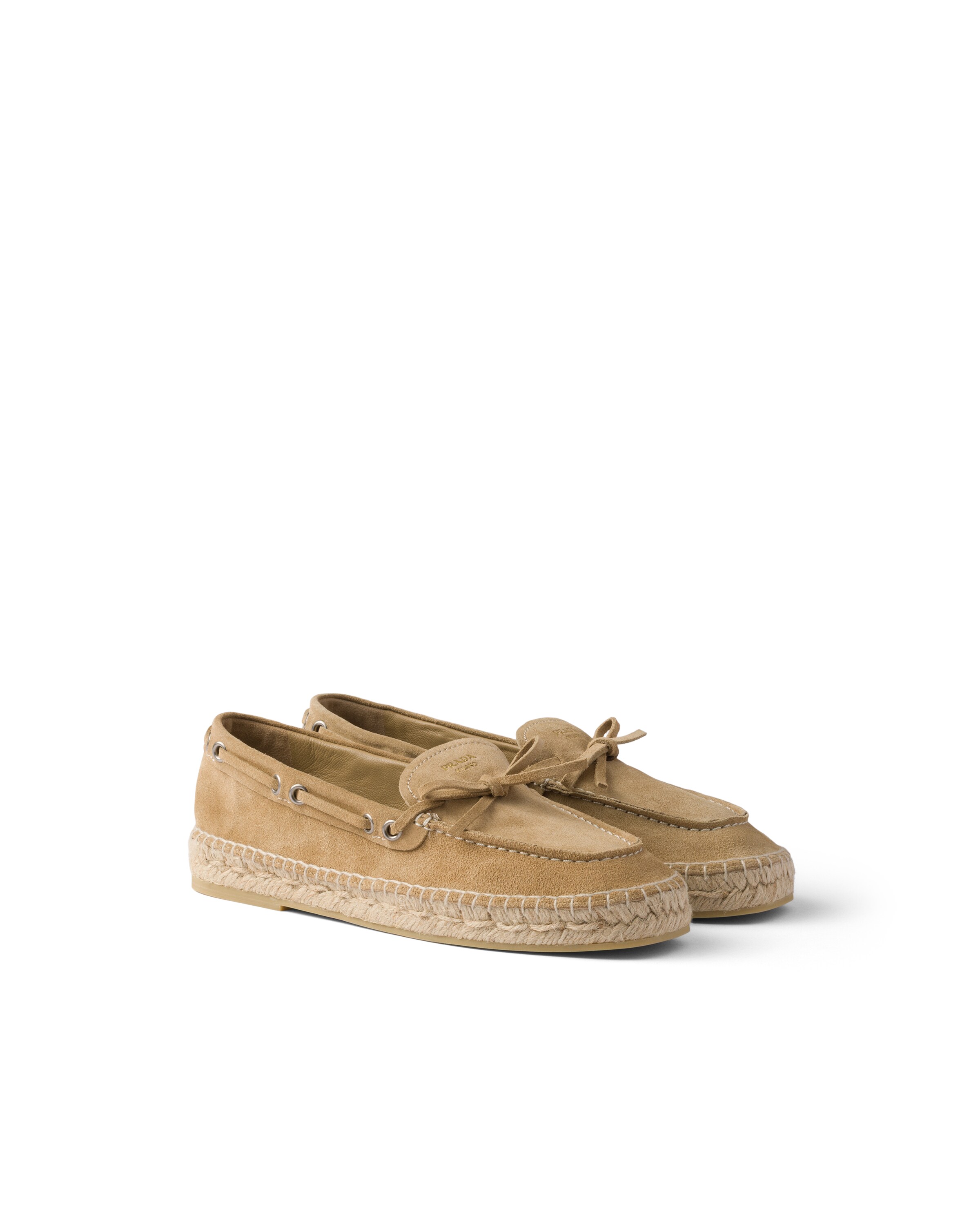 Prada Espadrillas In Pelle Scamosciata, Donna, Ecru, Taglia 38