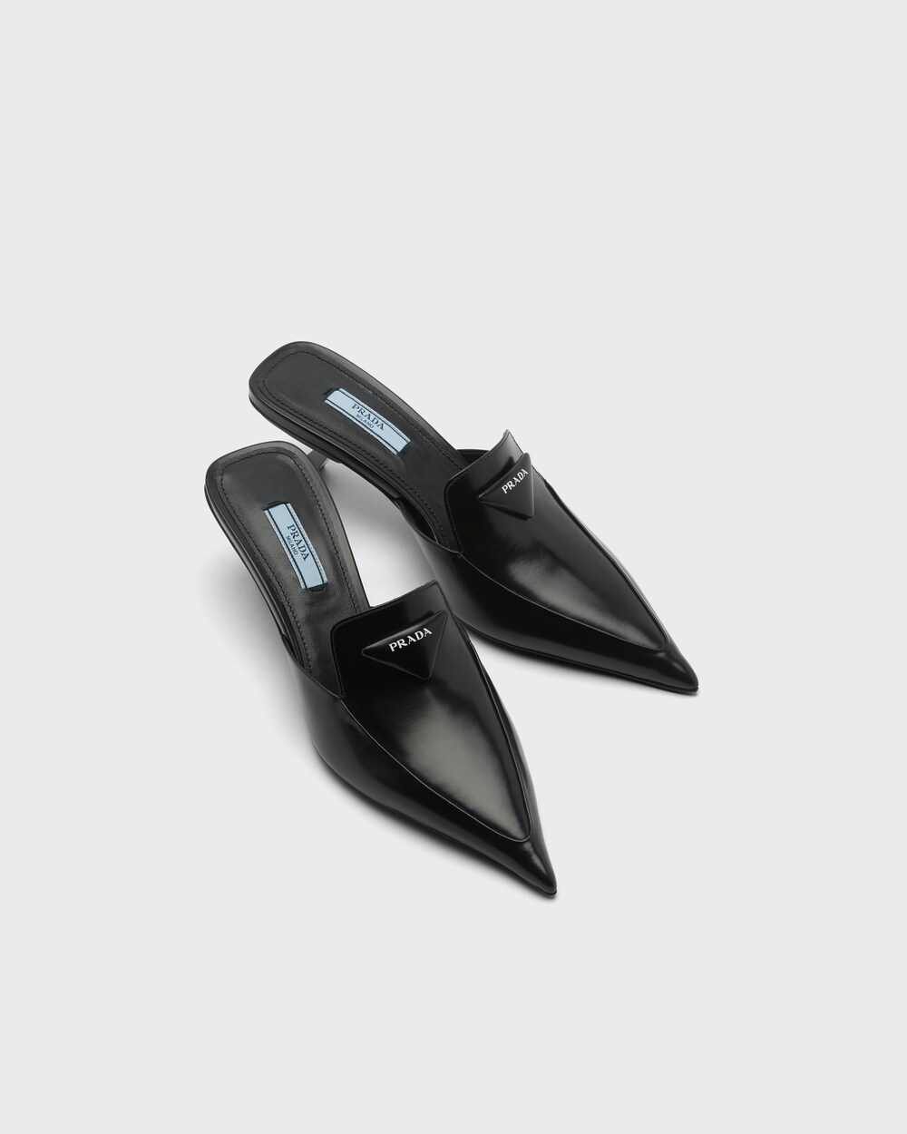 Black Brushed leather sabots | Prada