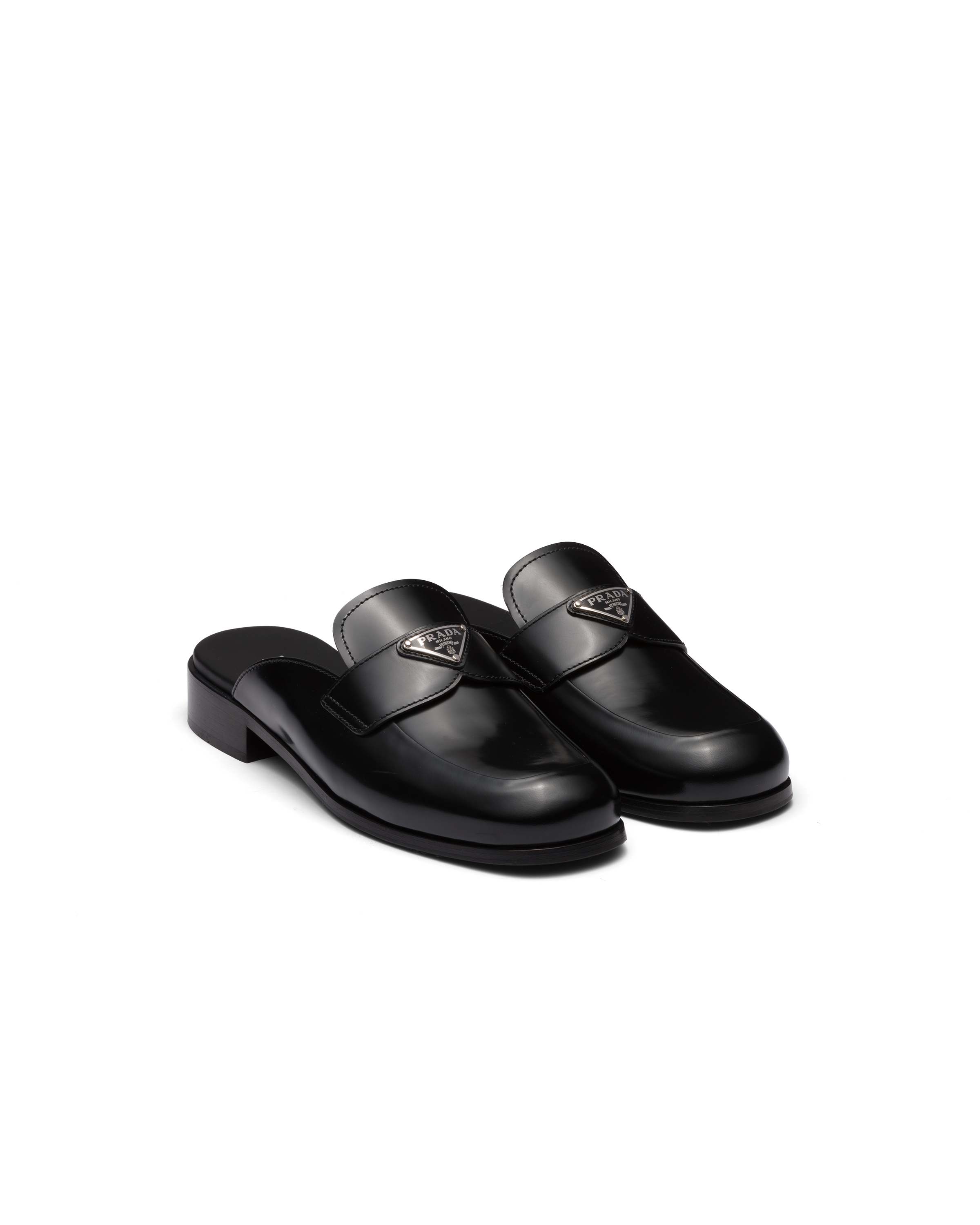 PRADA BRUSHED-LEATHER MULES