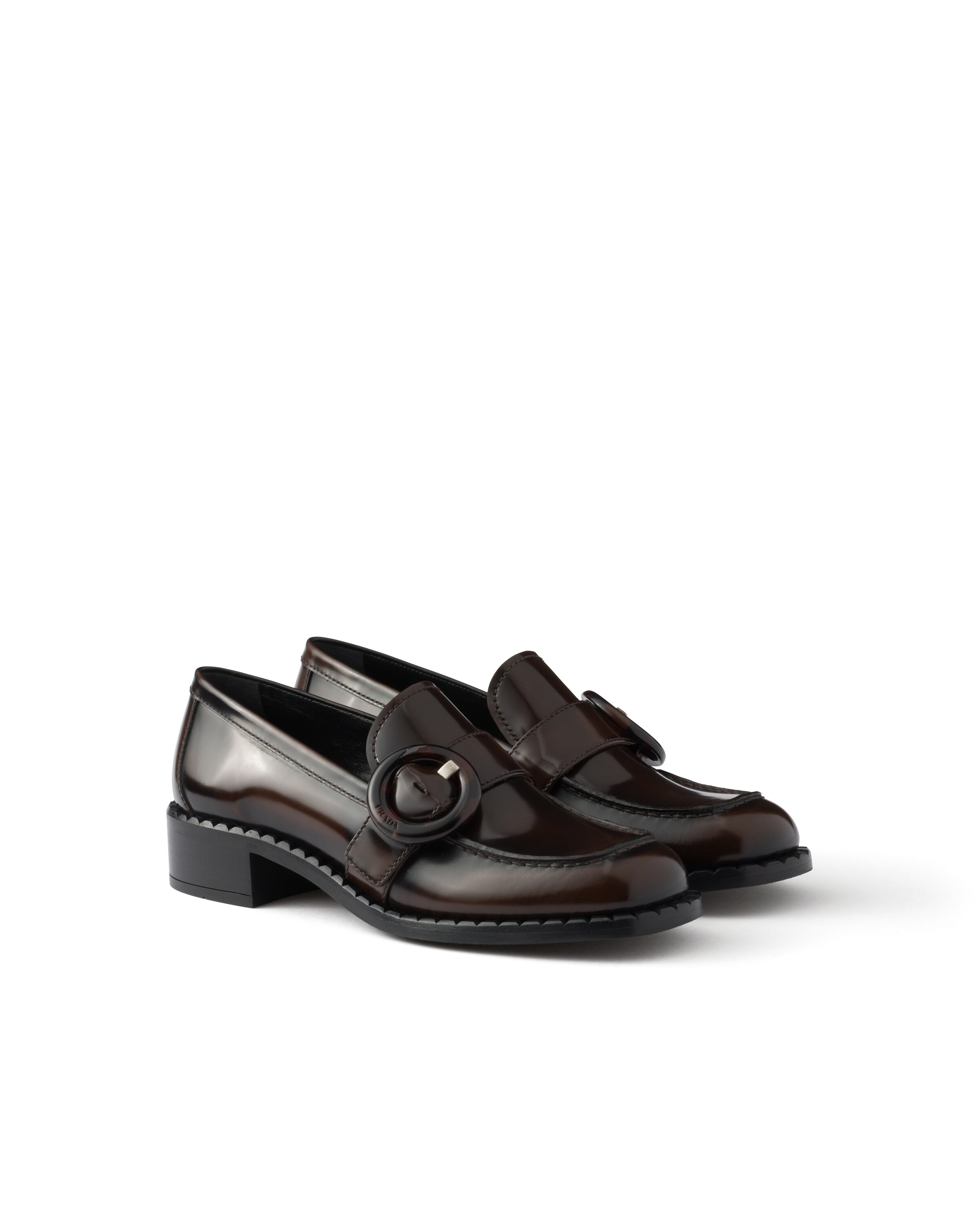 Prada Mocassini In Pelle Spazzolata, Donna, Bruciato, Taglia 36
