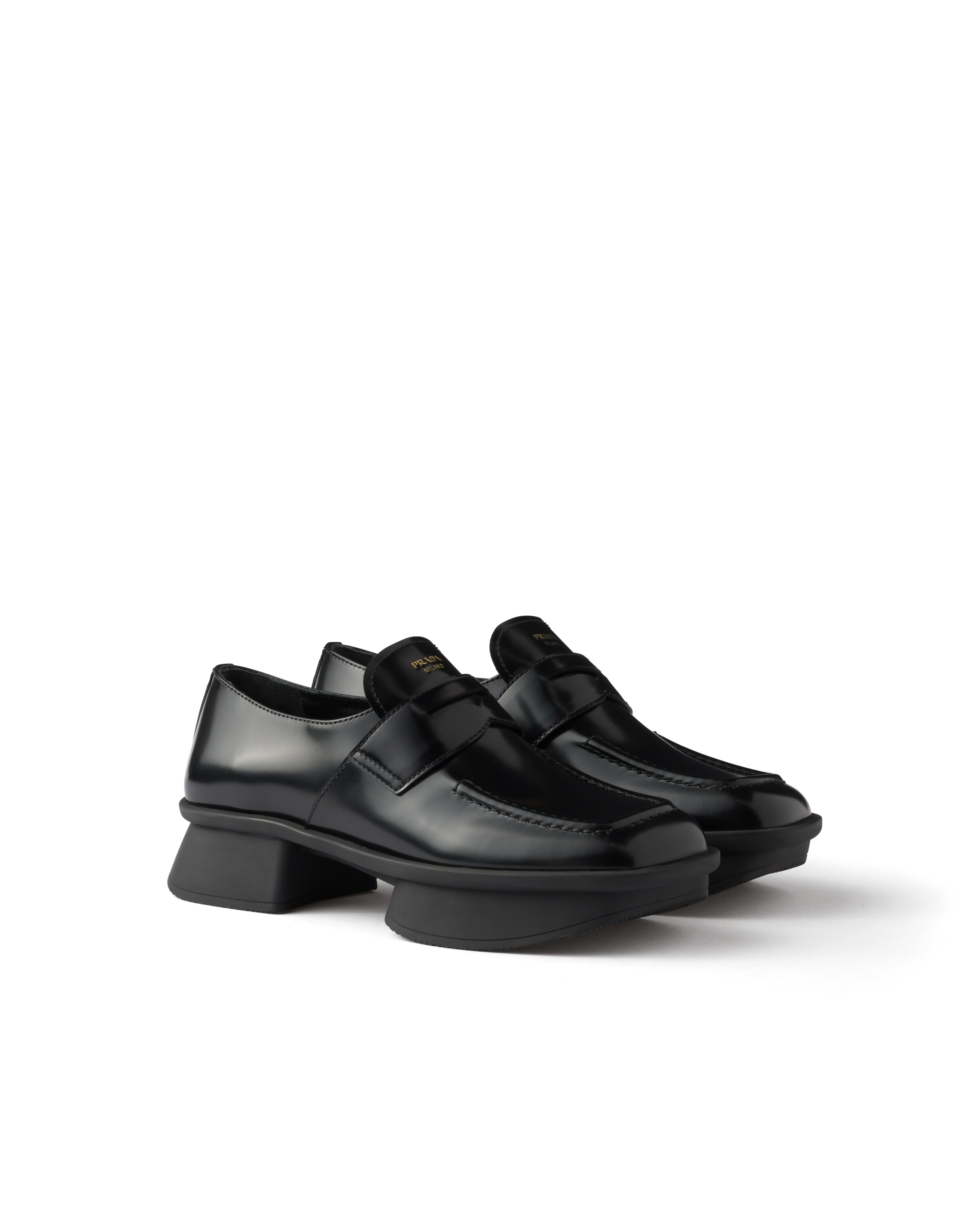 Prada Mocassini Equal In Pelle Spazzolata , Donna, Nero, Taglia 39,5