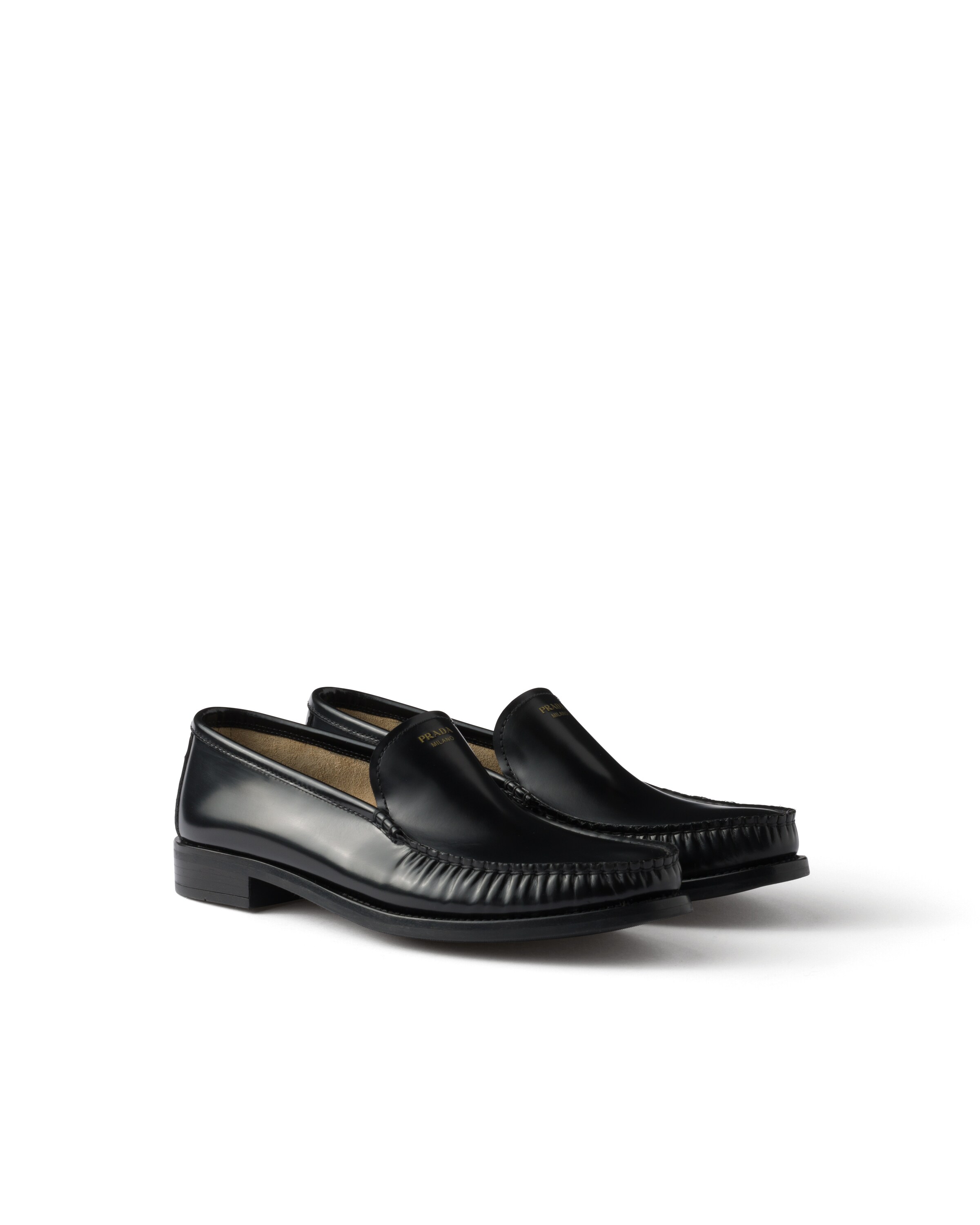 Prada Mocassini In Pelle Spazzolata, Donna, Nero, Taglia 38