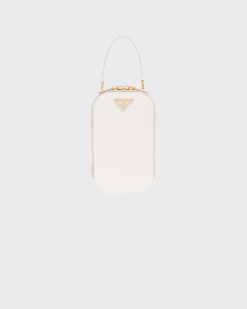 ホワイト サフィアーノトライアングル ミニバッグ | Prada