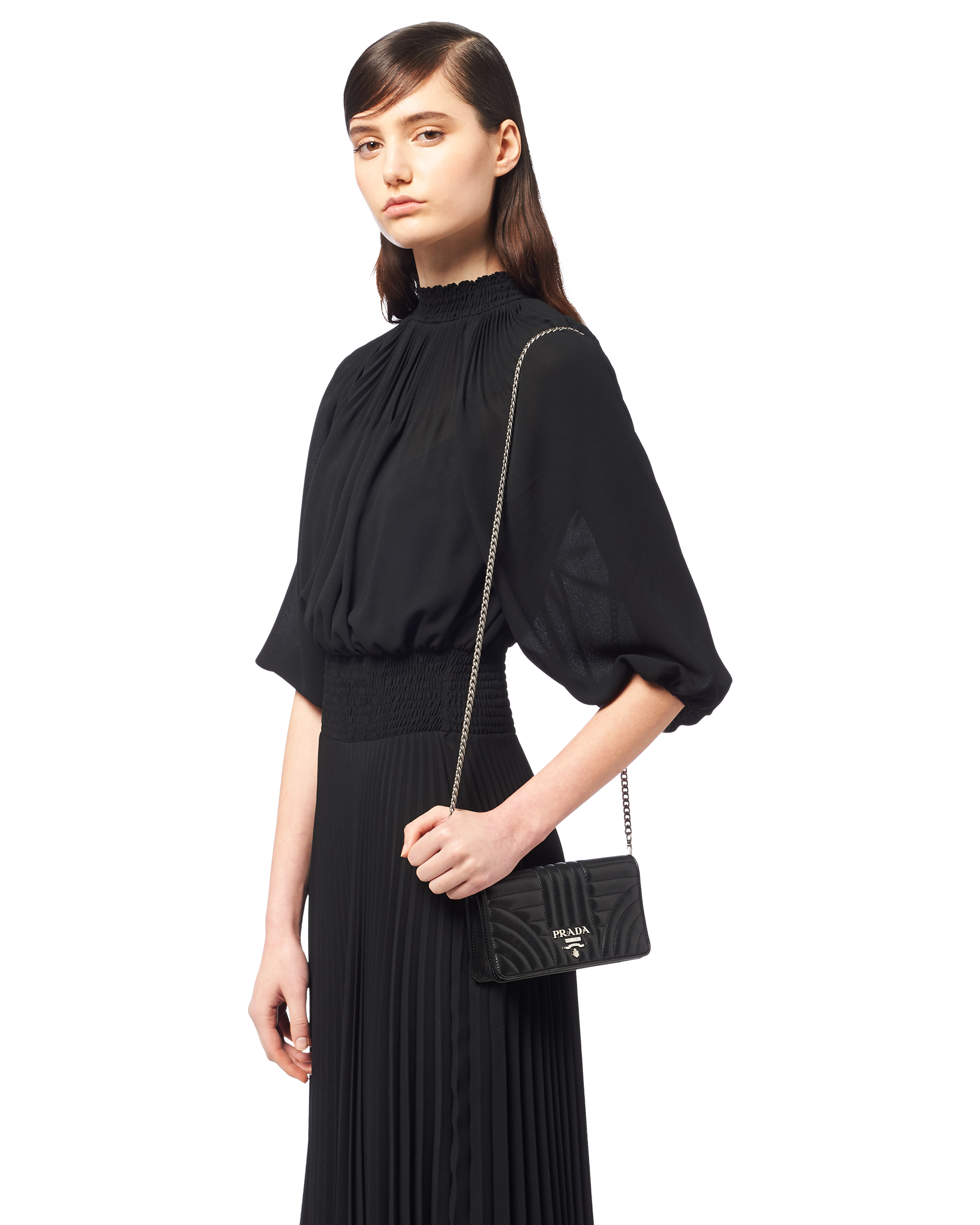 Prada mini diagramme leather bag Clearance