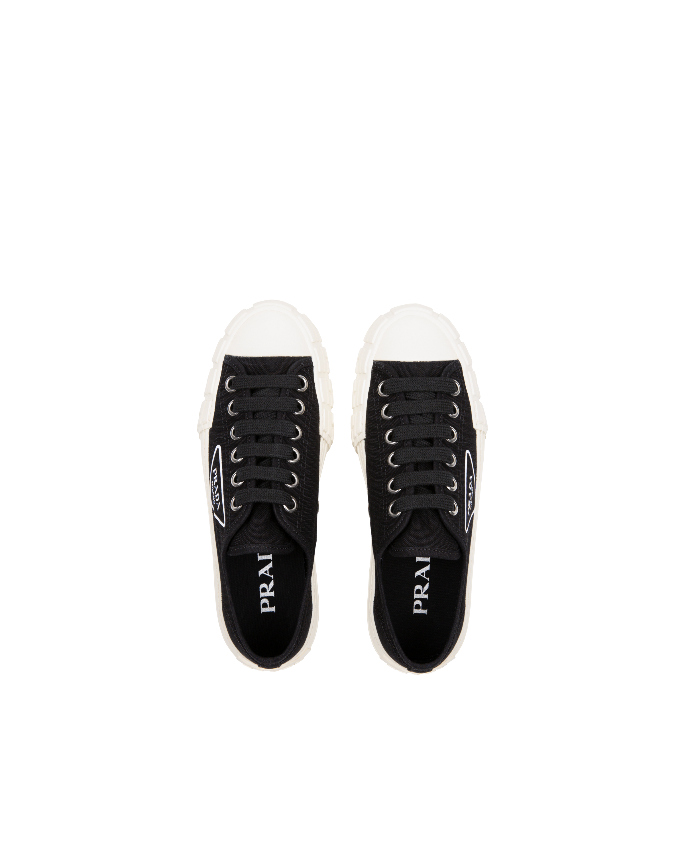 Black/ivory Cotton canvas sneakers | Prada